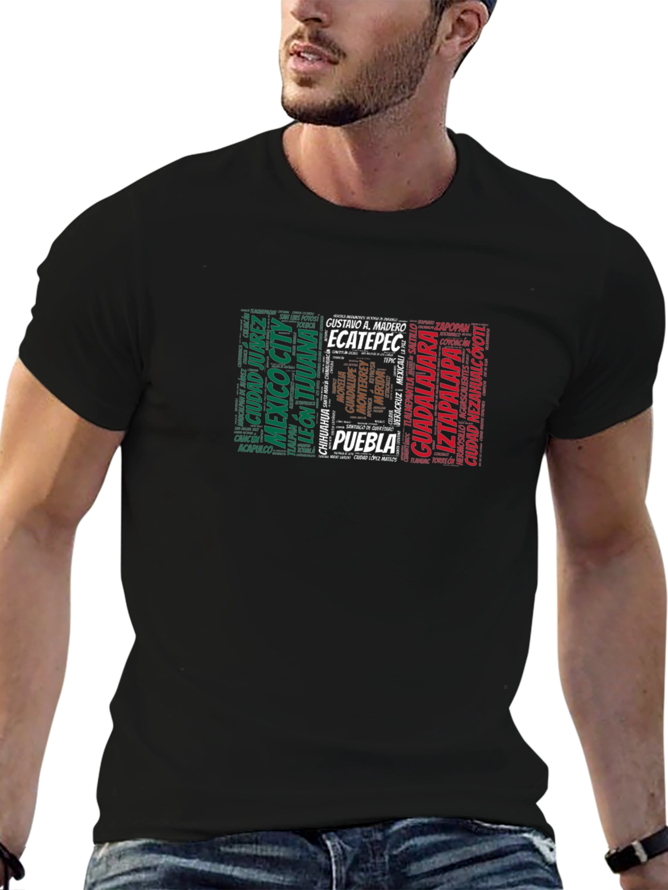 Mexico City Names T-Shirt - Black