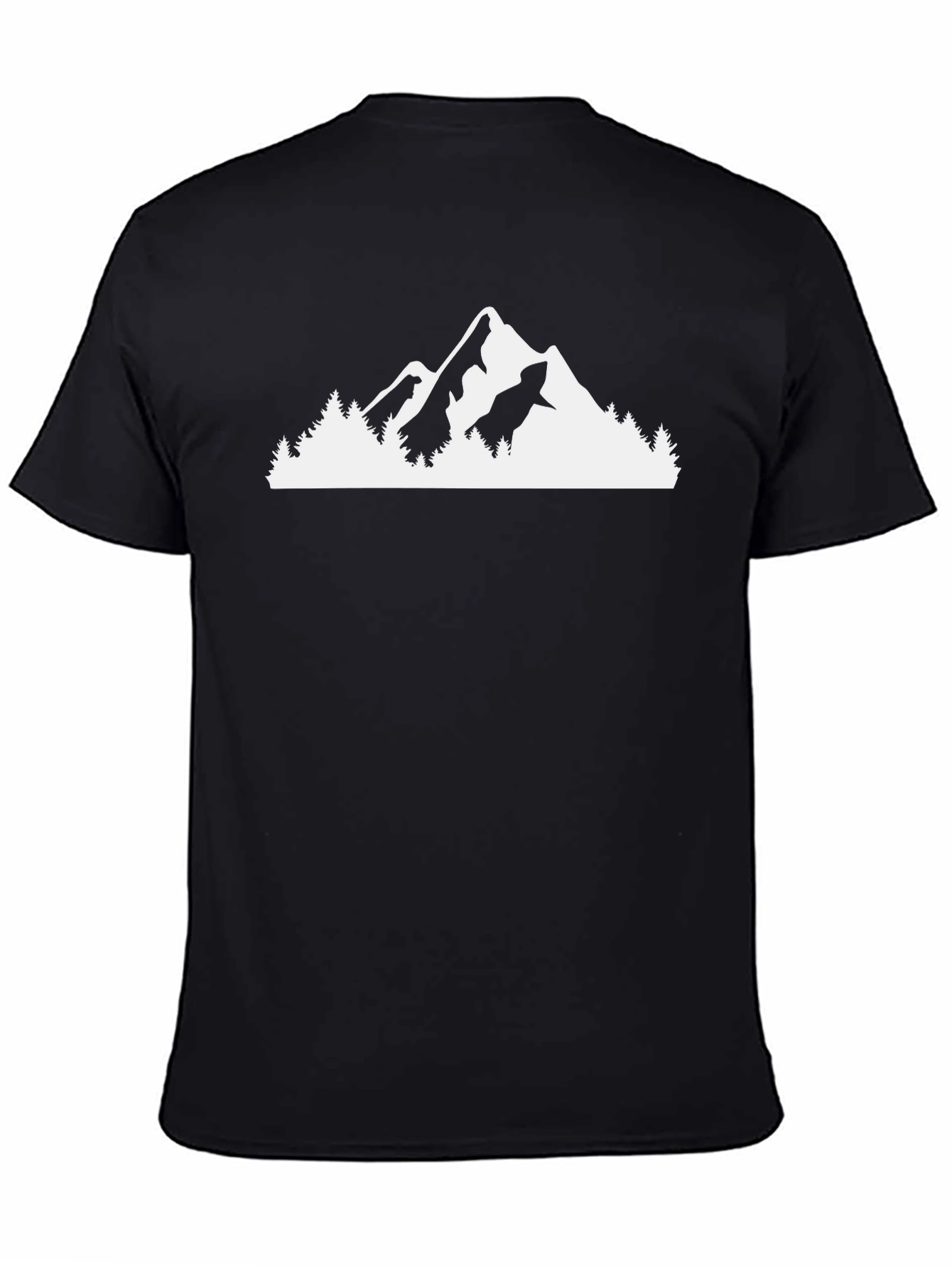 Mountain Silhouette Graphic Tee - Black Cotton Casual Shirt