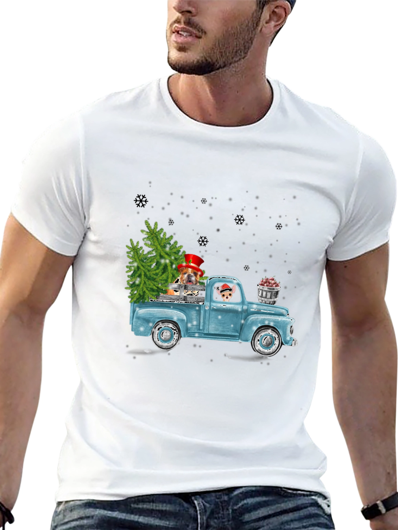 Festive Dog Truck Graphic Tee