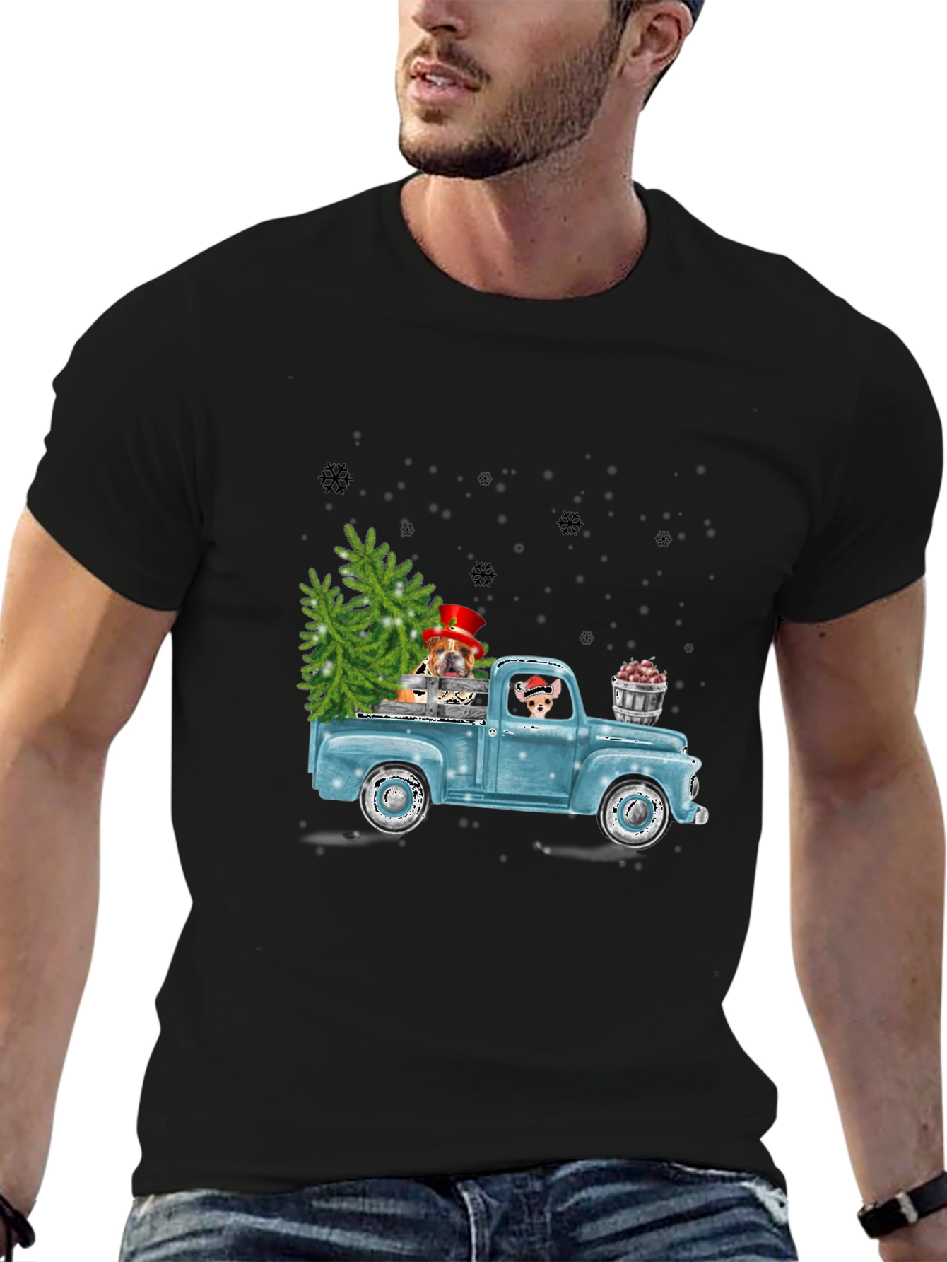 Festive Dog Truck Graphic Tee