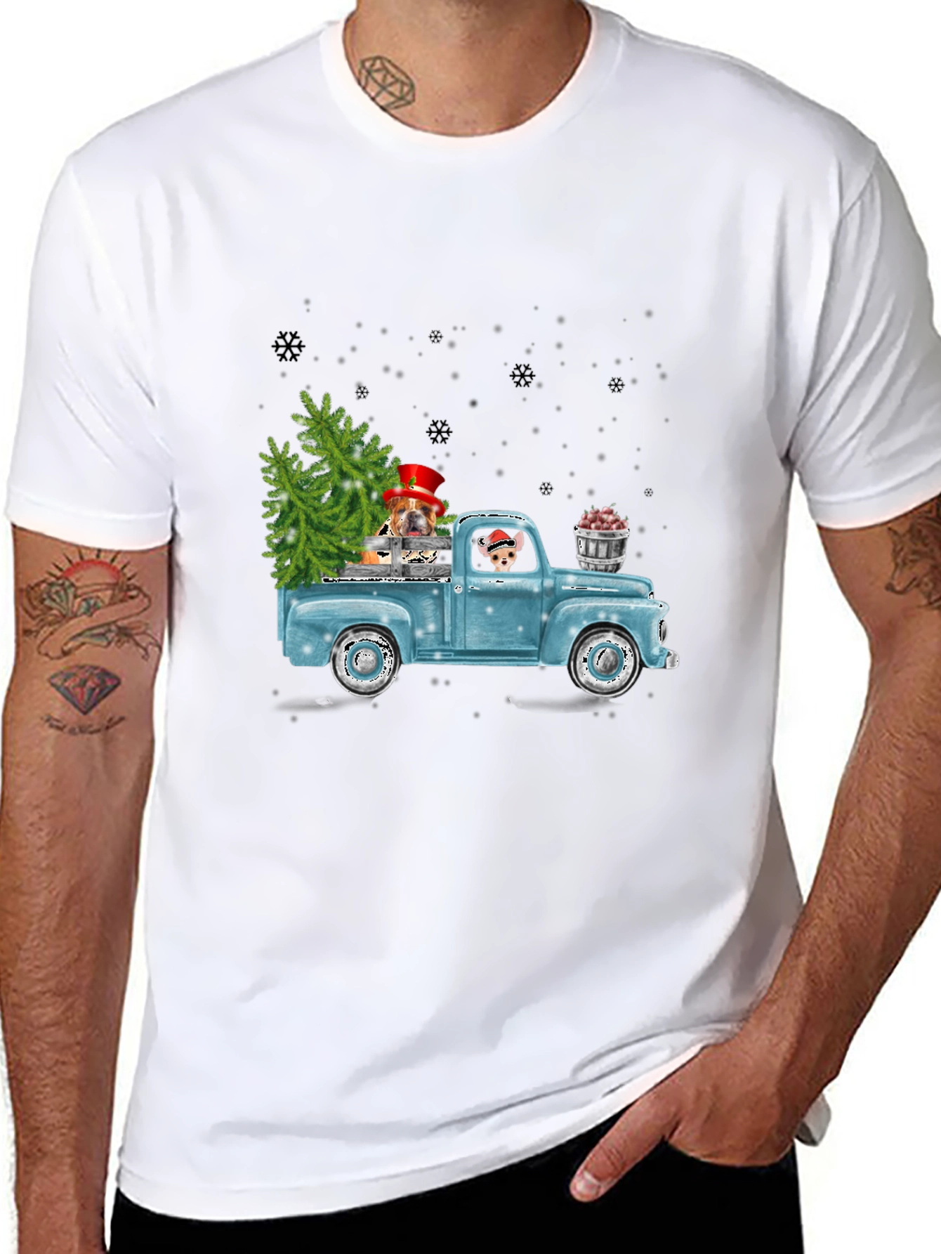 Festive Dog Truck Graphic Tee