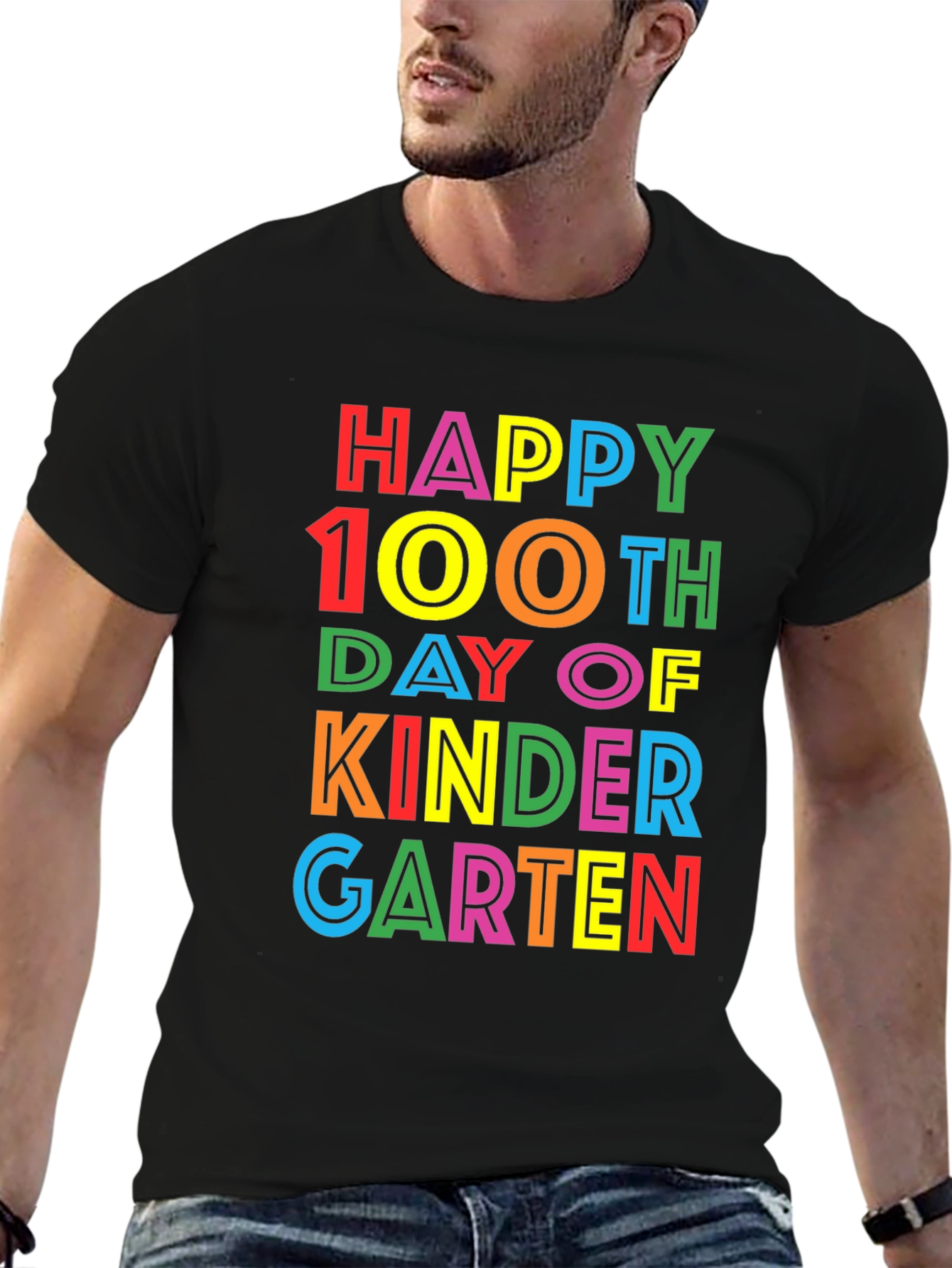 Happy 100th Day of Kindergarten Black T-Shirt