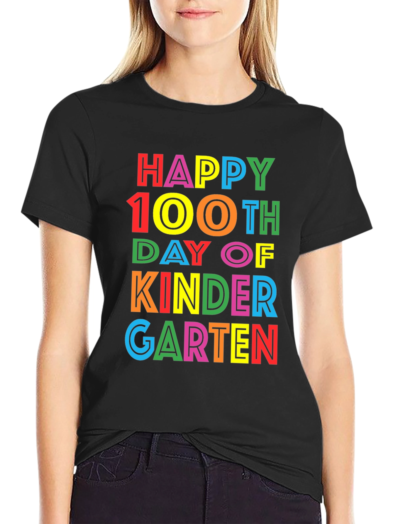 Happy 100th Day of Kindergarten Black T-Shirt