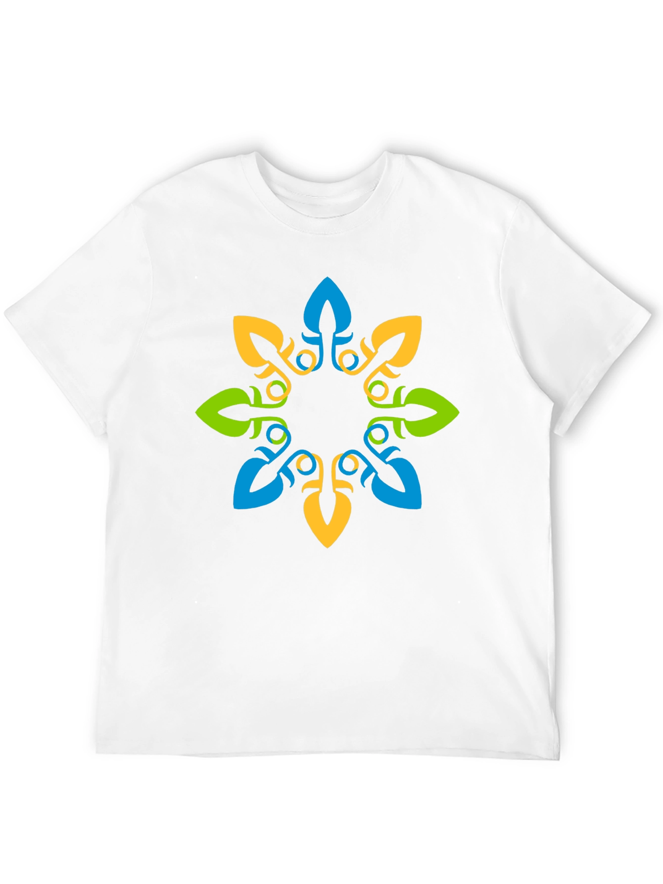 Geometric Floral Print Black T-Shirt