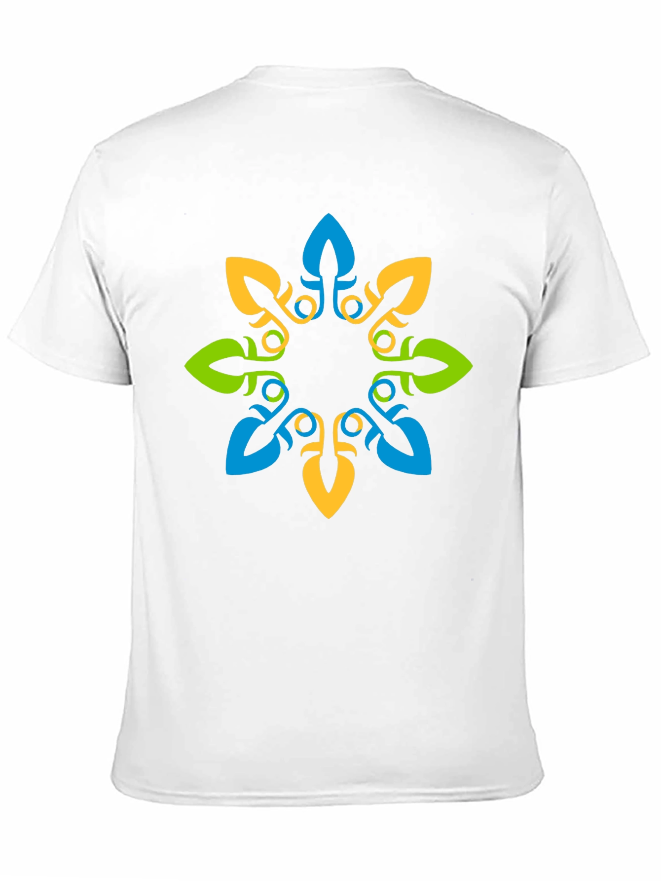 Geometric Floral Print Black T-Shirt