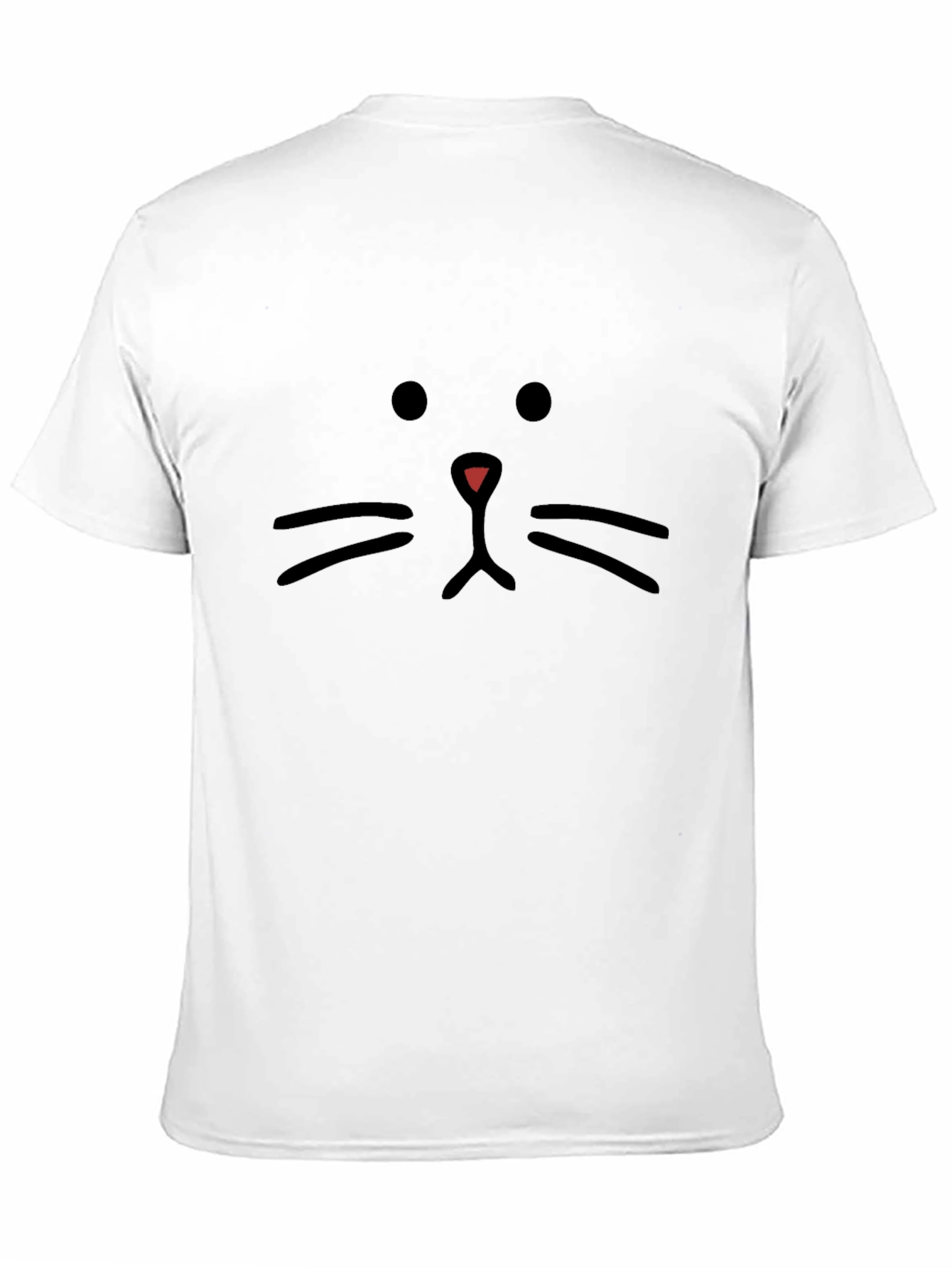 Cute Cat Face Graphic Tee - Black Cotton T-Shirt