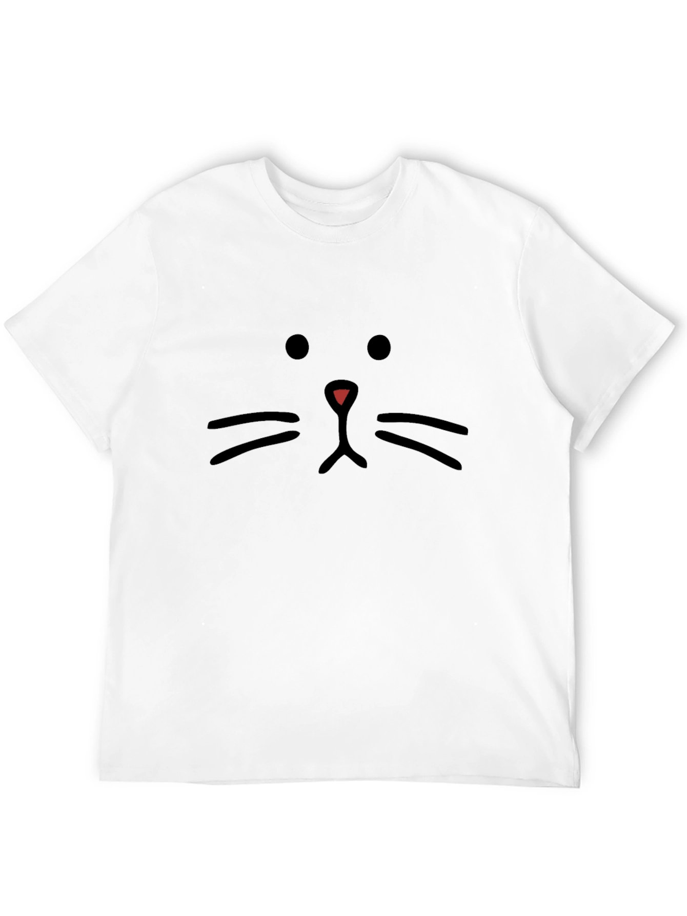 Cute Cat Face Graphic Tee - Black Cotton T-Shirt