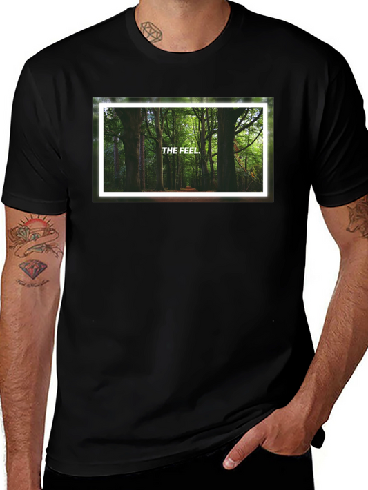 The Feel Forest Graphic Tee - Black Cotton Casual Shirt