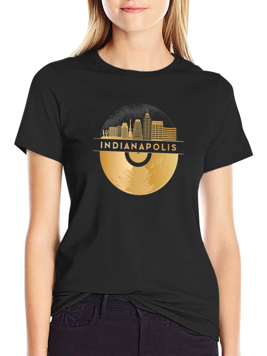 Indianapolis Skyline Record Graphic T-Shirt