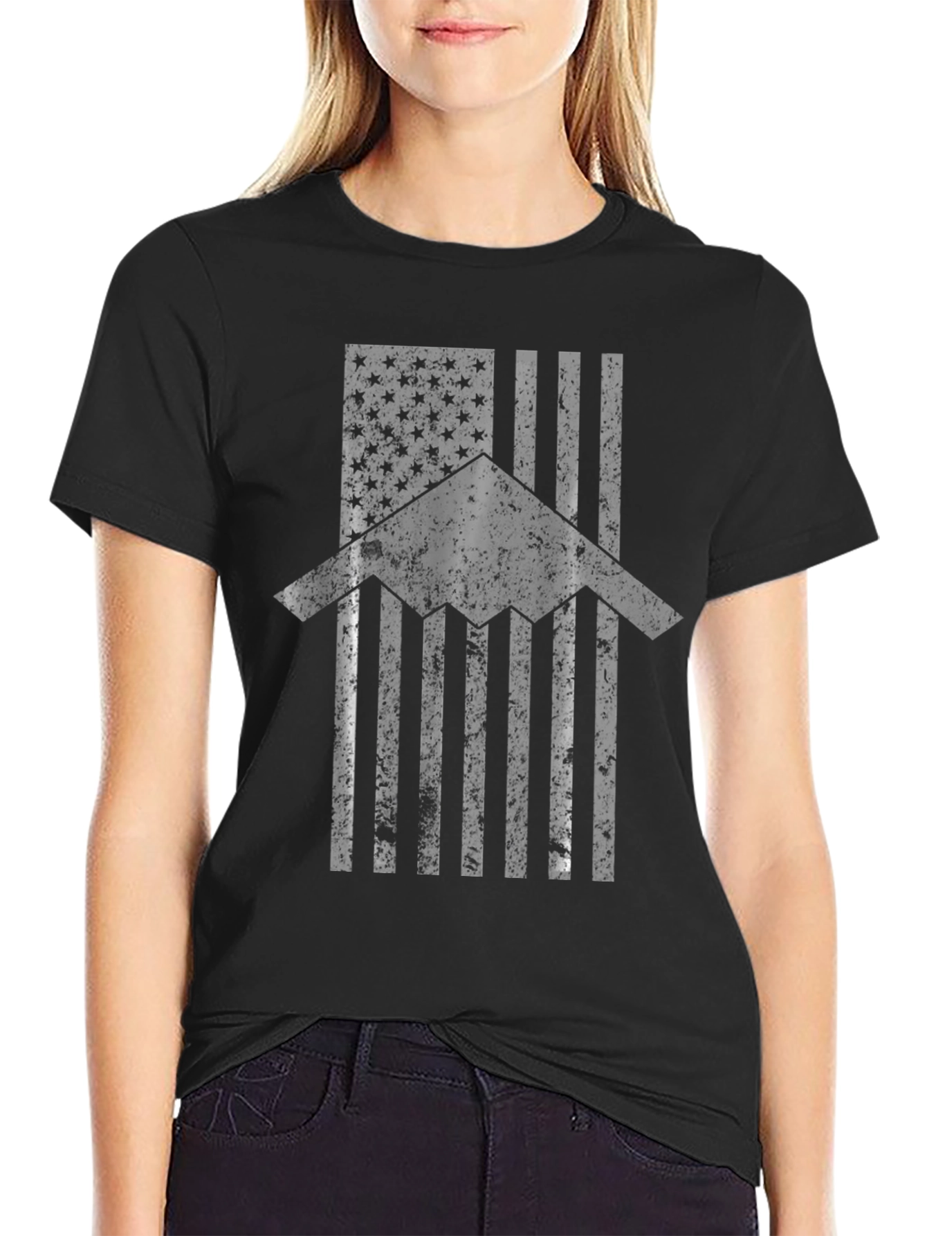 Stealth Bomber US Flag Graphic T-Shirt
