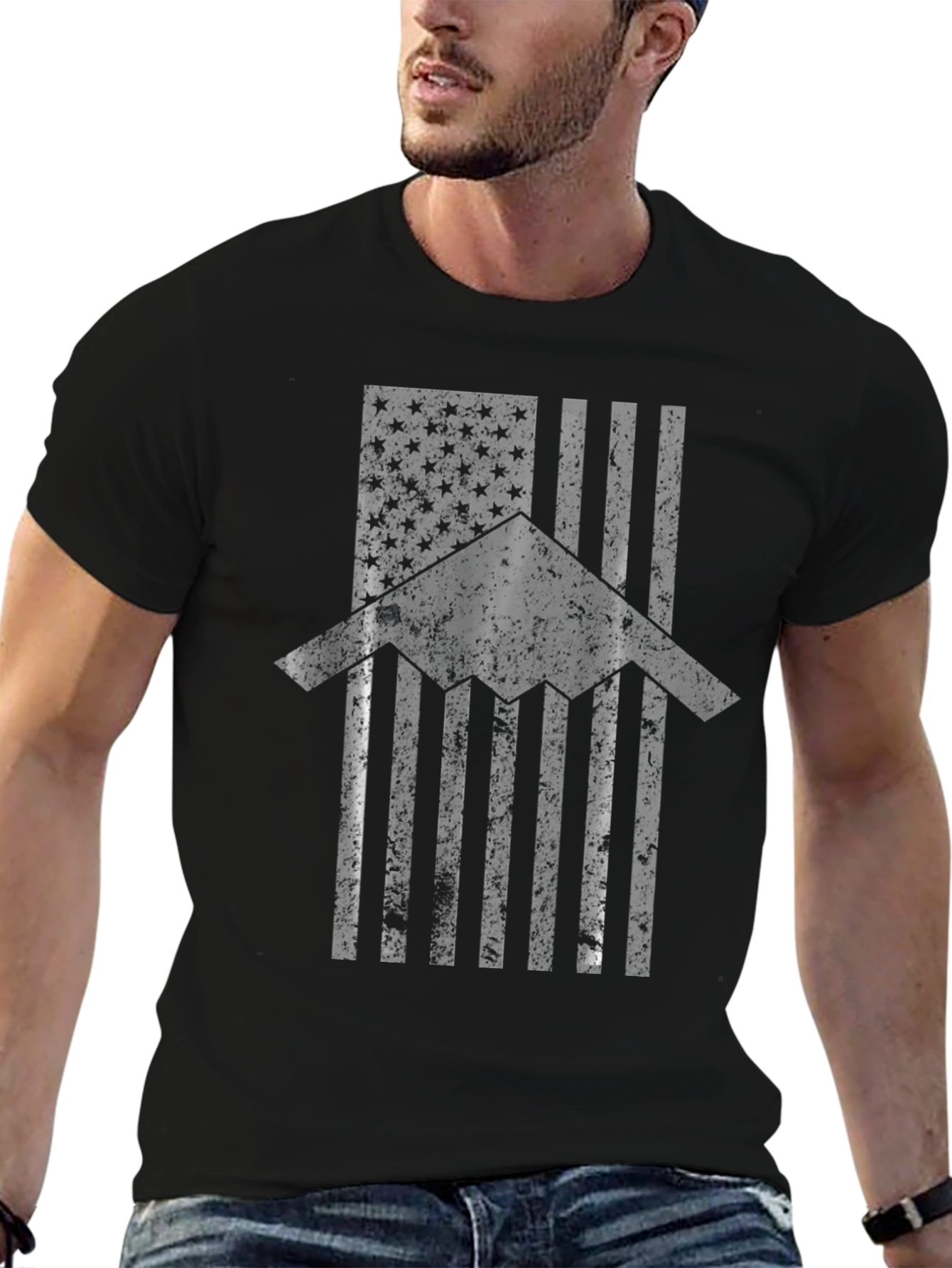 Stealth Bomber US Flag Graphic T-Shirt