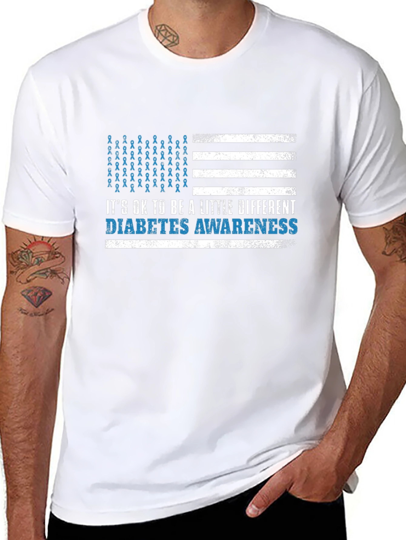 Diabetes Awareness American Flag Graphic T-Shirt