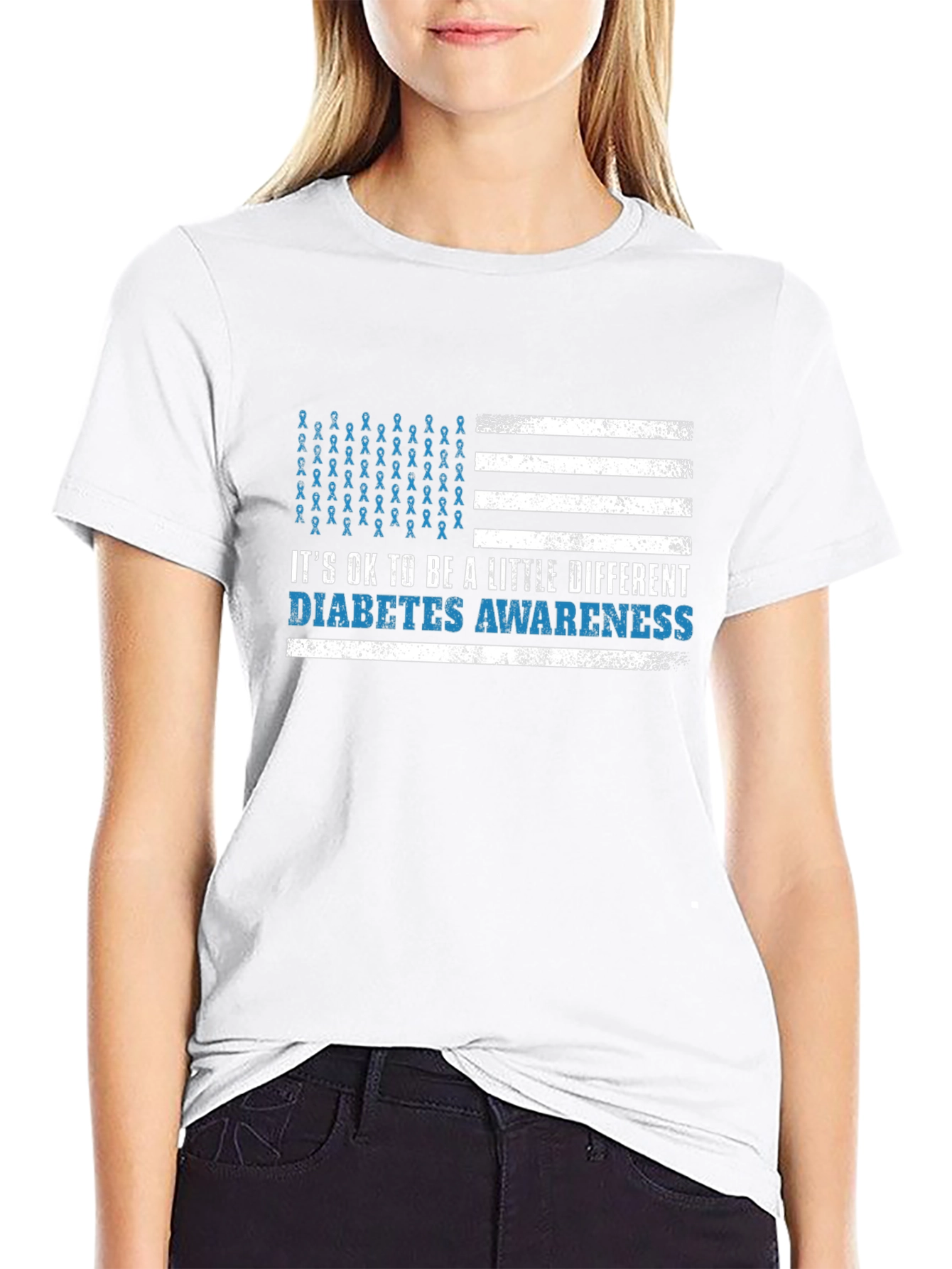 Diabetes Awareness American Flag Graphic T-Shirt