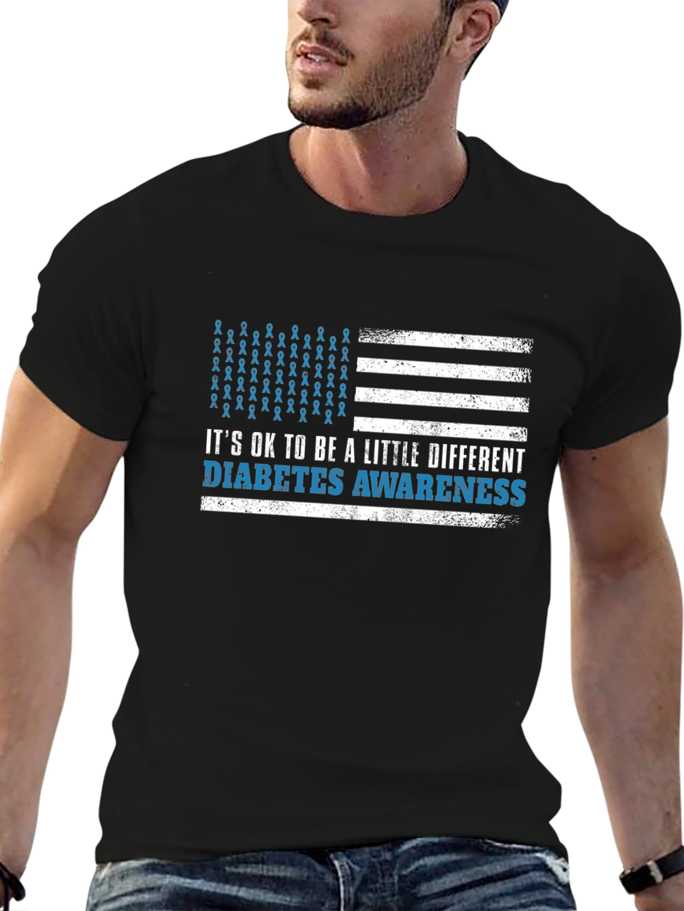 Diabetes Awareness American Flag Graphic T-Shirt