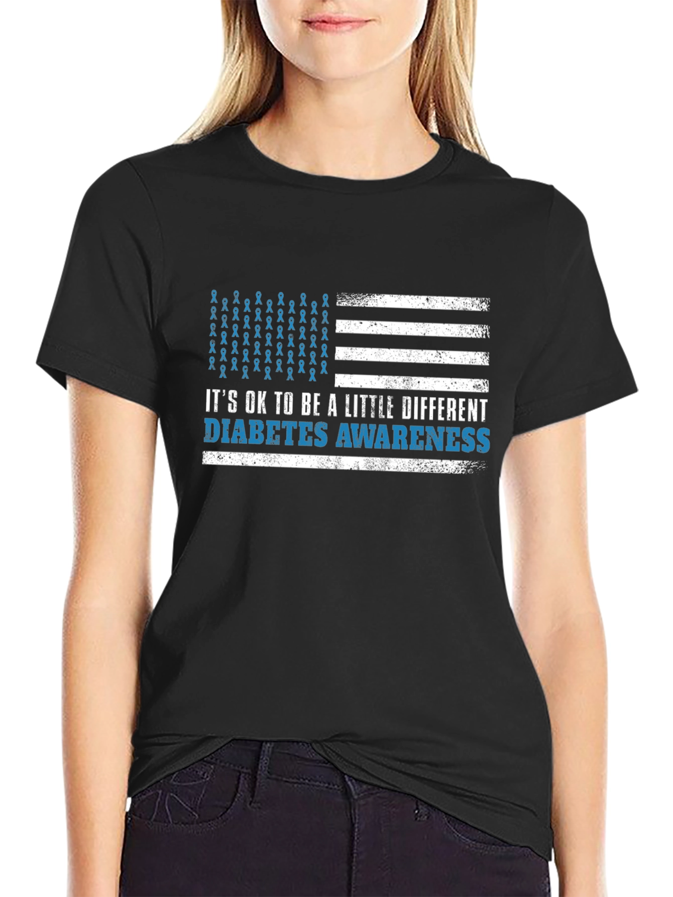 Diabetes Awareness American Flag Graphic T-Shirt
