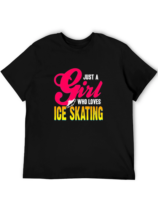 Just A Girl Who Loves Ice Skating Black T-Shirt