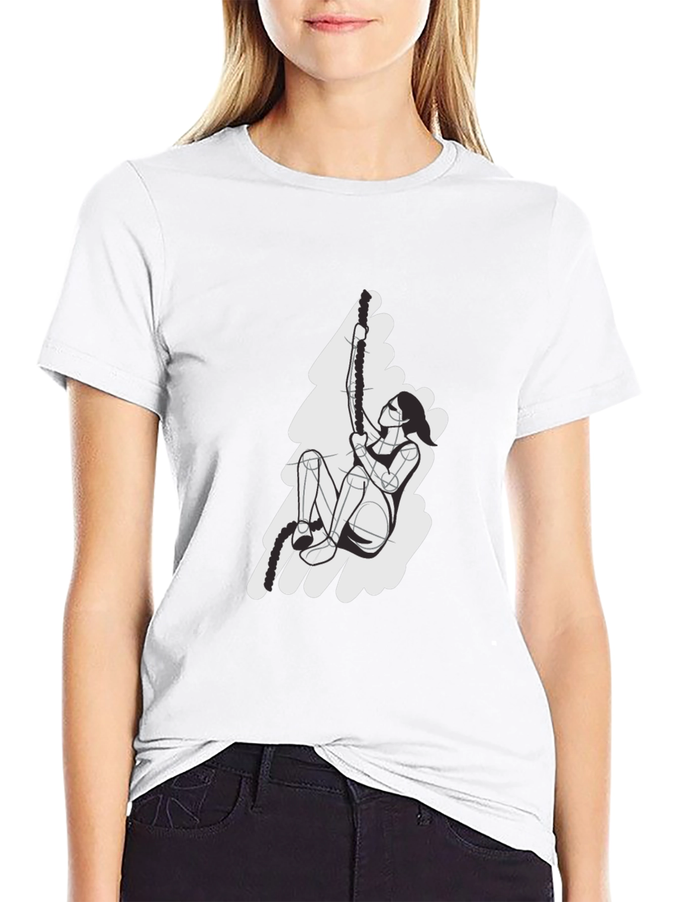 Rope Climbing Graphic T-Shirt - Black Cotton Tee