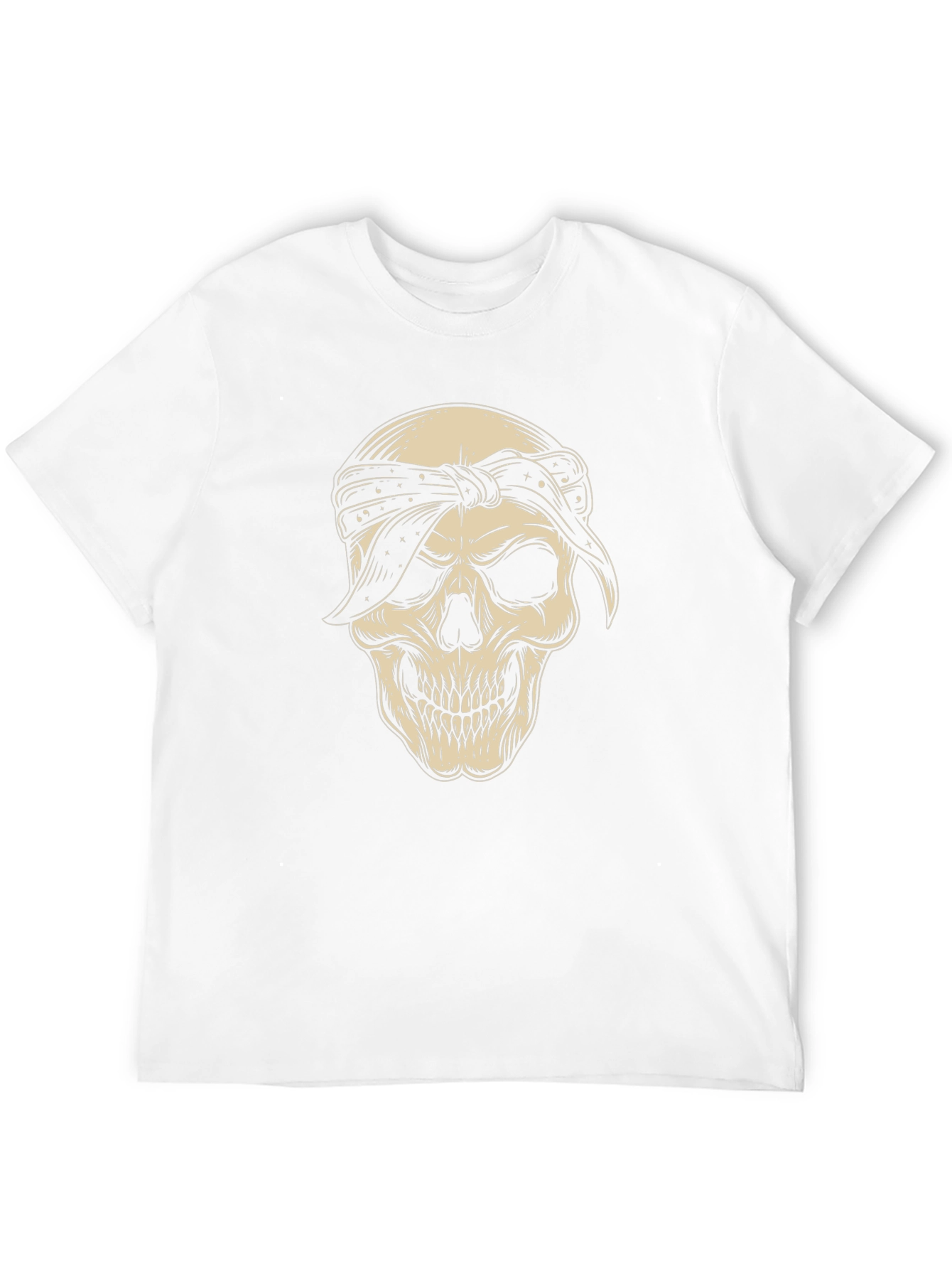 Skull Bandana Graphic Tee - Black Cotton Blend