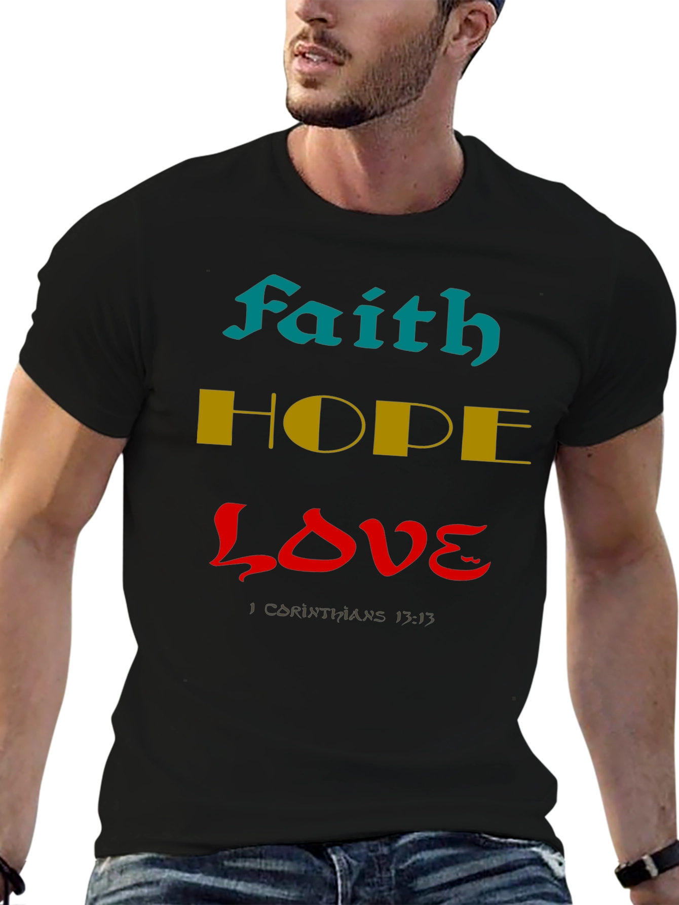 Faith Hope Love Black Graphic Tee