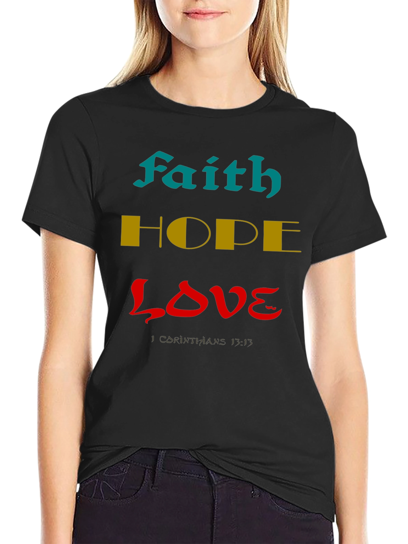 Faith Hope Love Black Graphic Tee