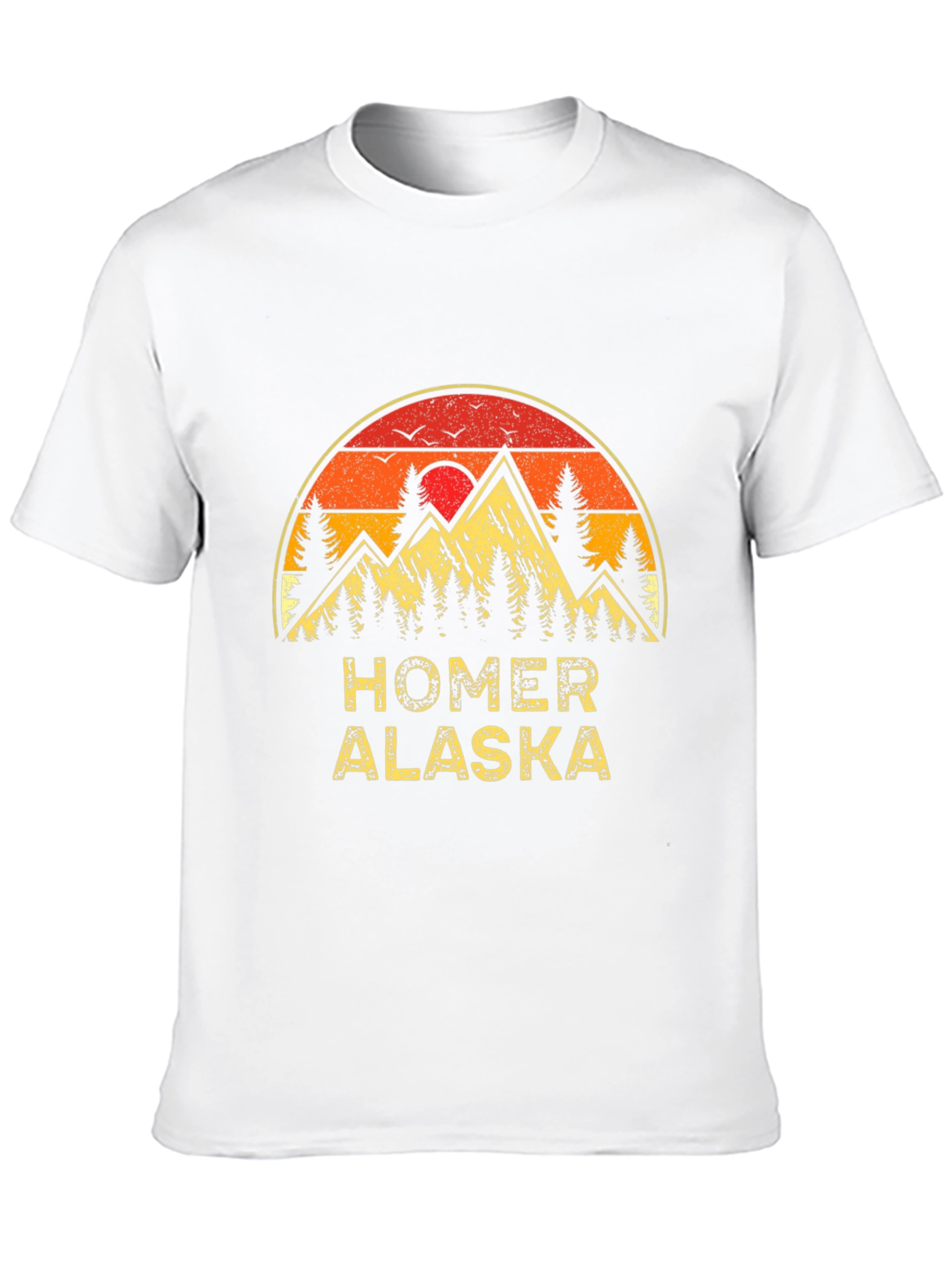 Homer Alaska Retro Sunset Graphic T-Shirt