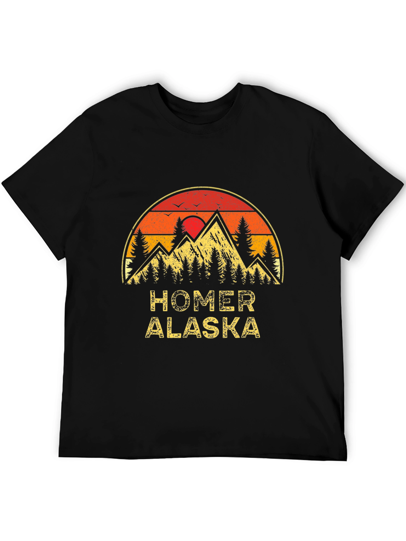 Homer Alaska Retro Sunset Graphic T-Shirt
