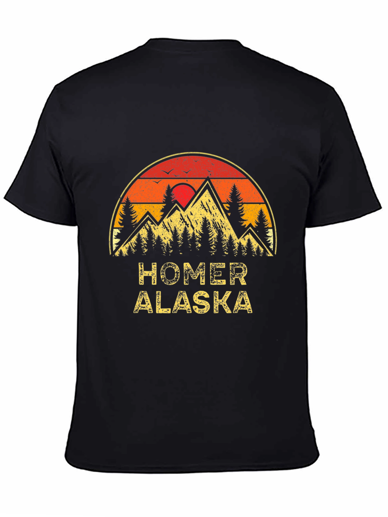 Homer Alaska Retro Sunset Graphic T-Shirt