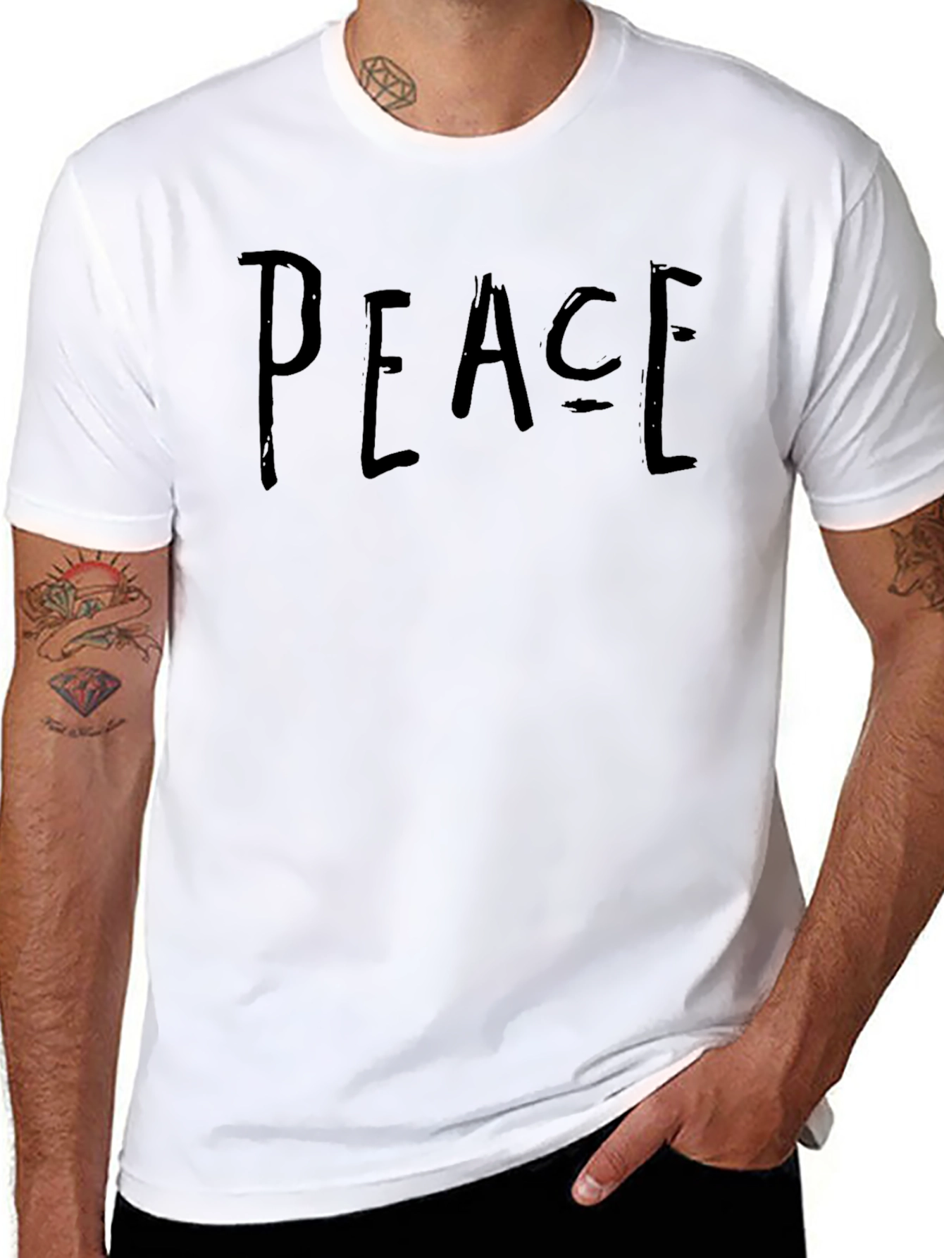 Peace Graphic Black T-Shirt Casual Wear