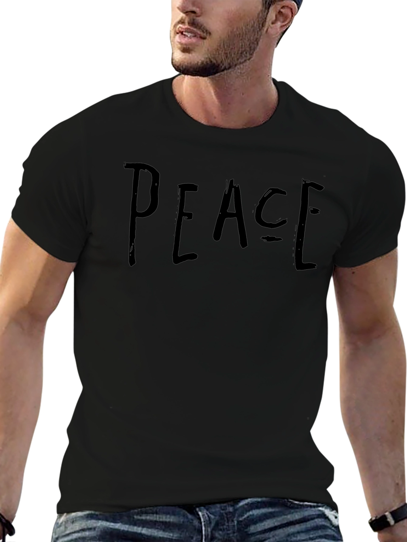 Peace Graphic Black T-Shirt Casual Wear