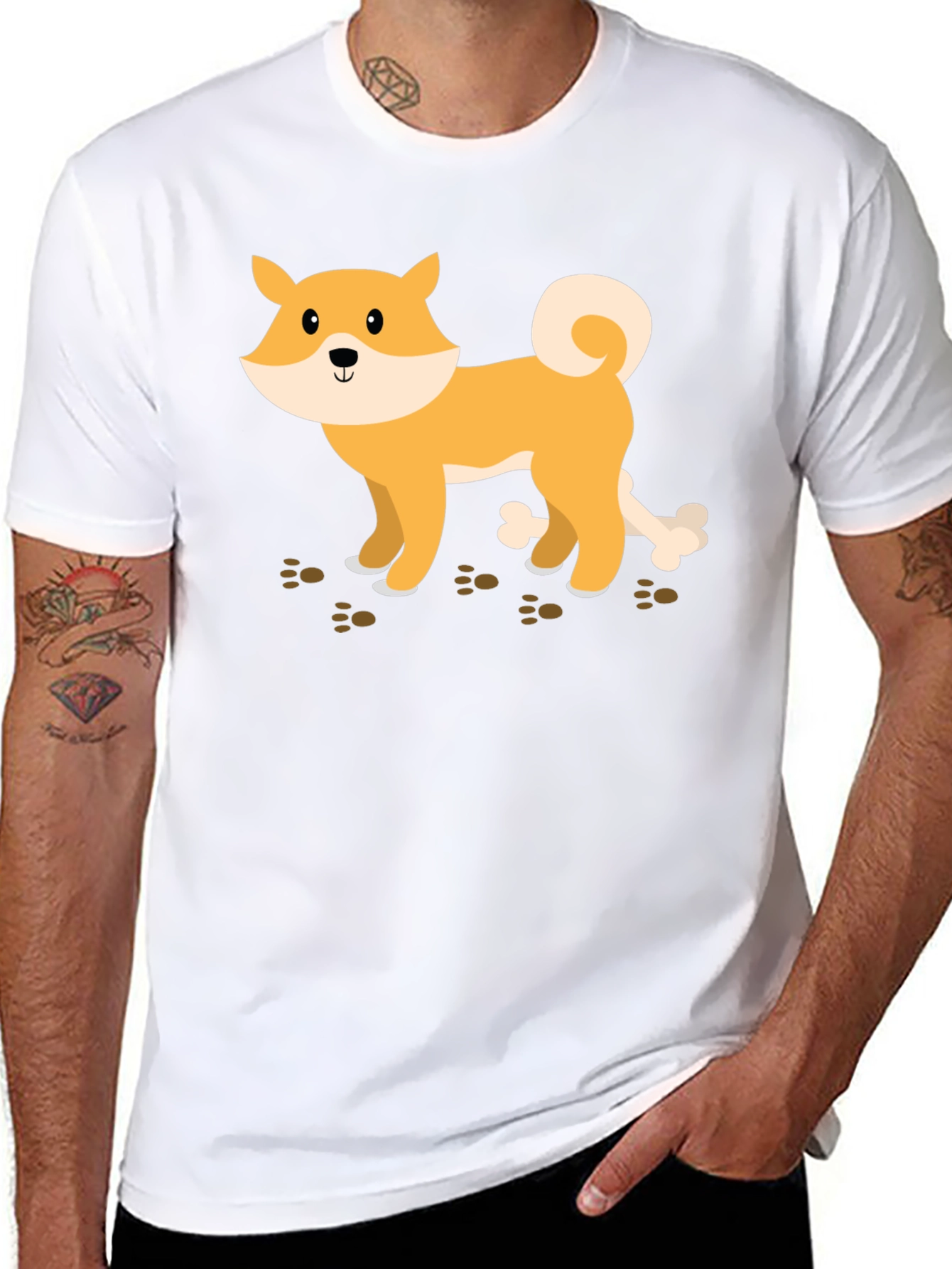 Shiba Inu Dog Bone Graphic Tee - Casual Style