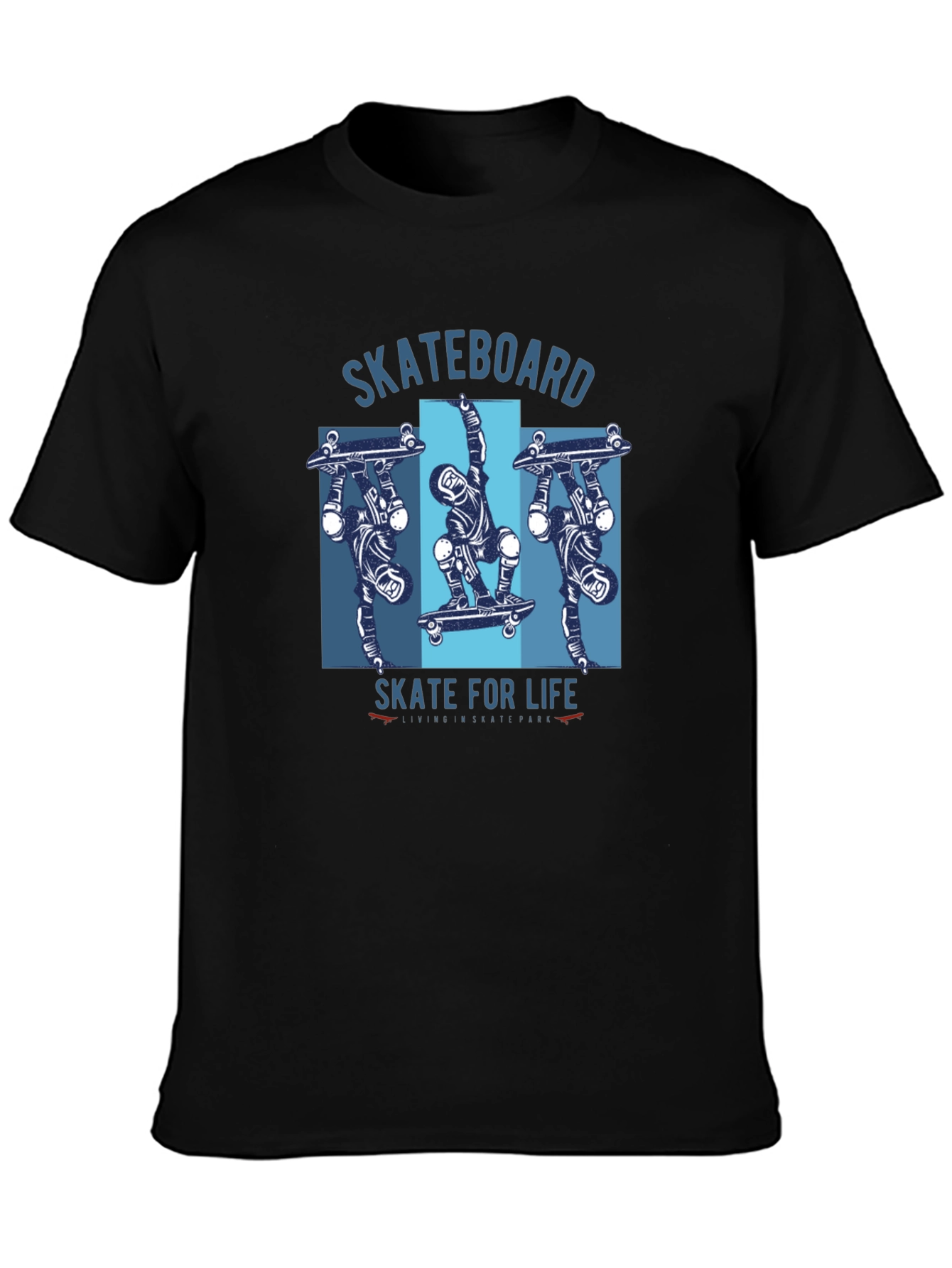 Skateboard Life Graphic Tee - Black Cotton Skater Shirt