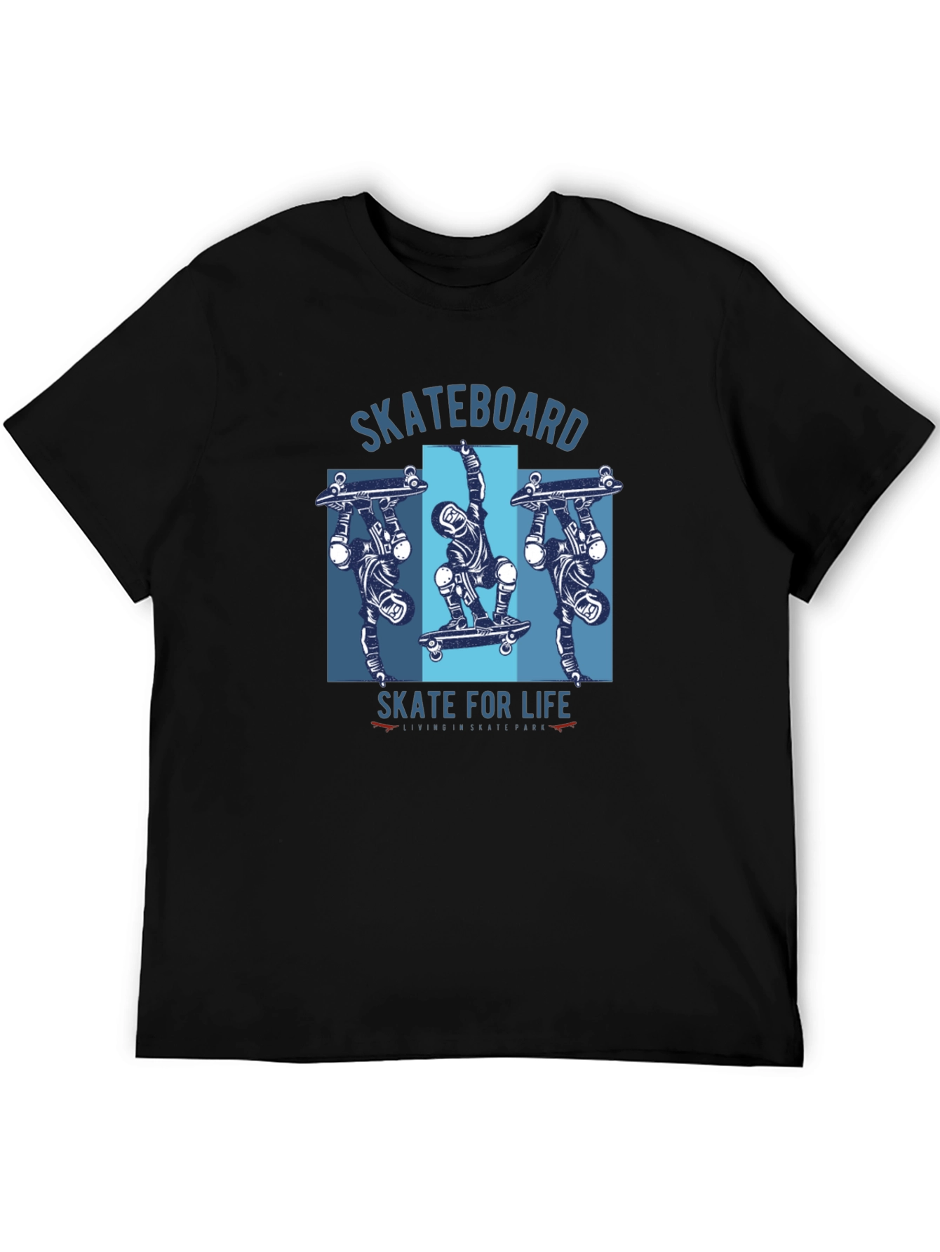 Skateboard Life Graphic Tee - Black Cotton Skater Shirt