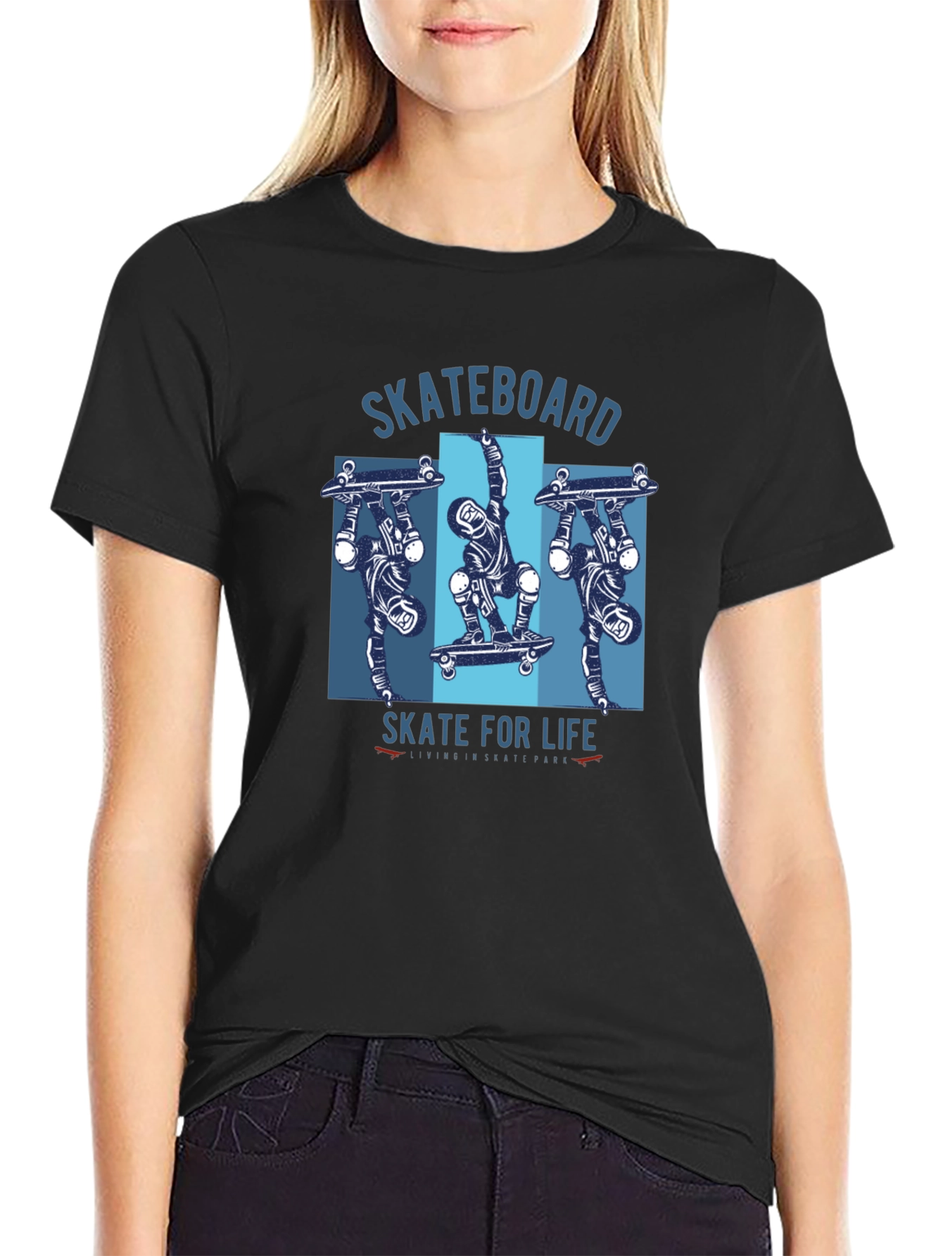 Skateboard Life Graphic Tee - Black Cotton Skater Shirt