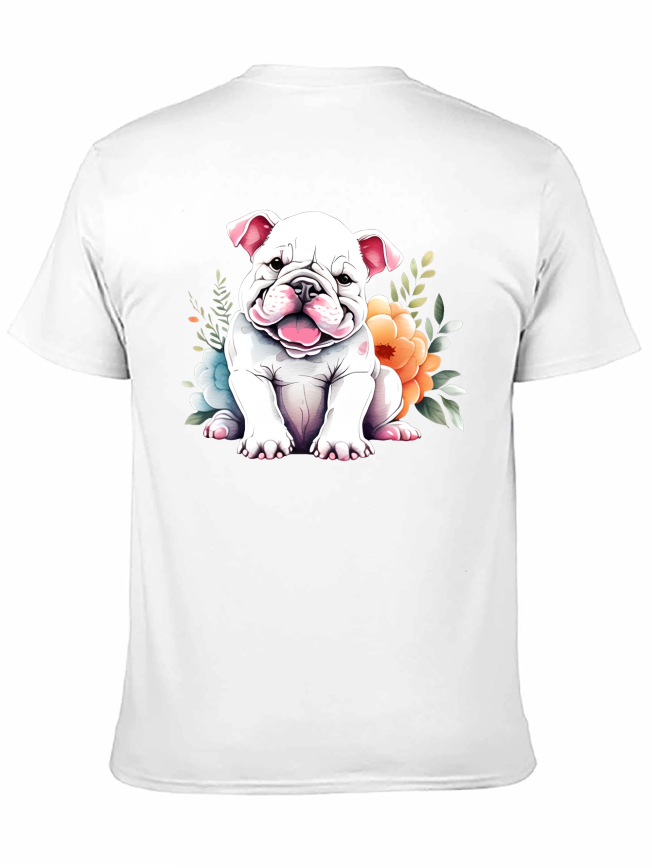Cute Bulldog Puppy Floral T-Shirt