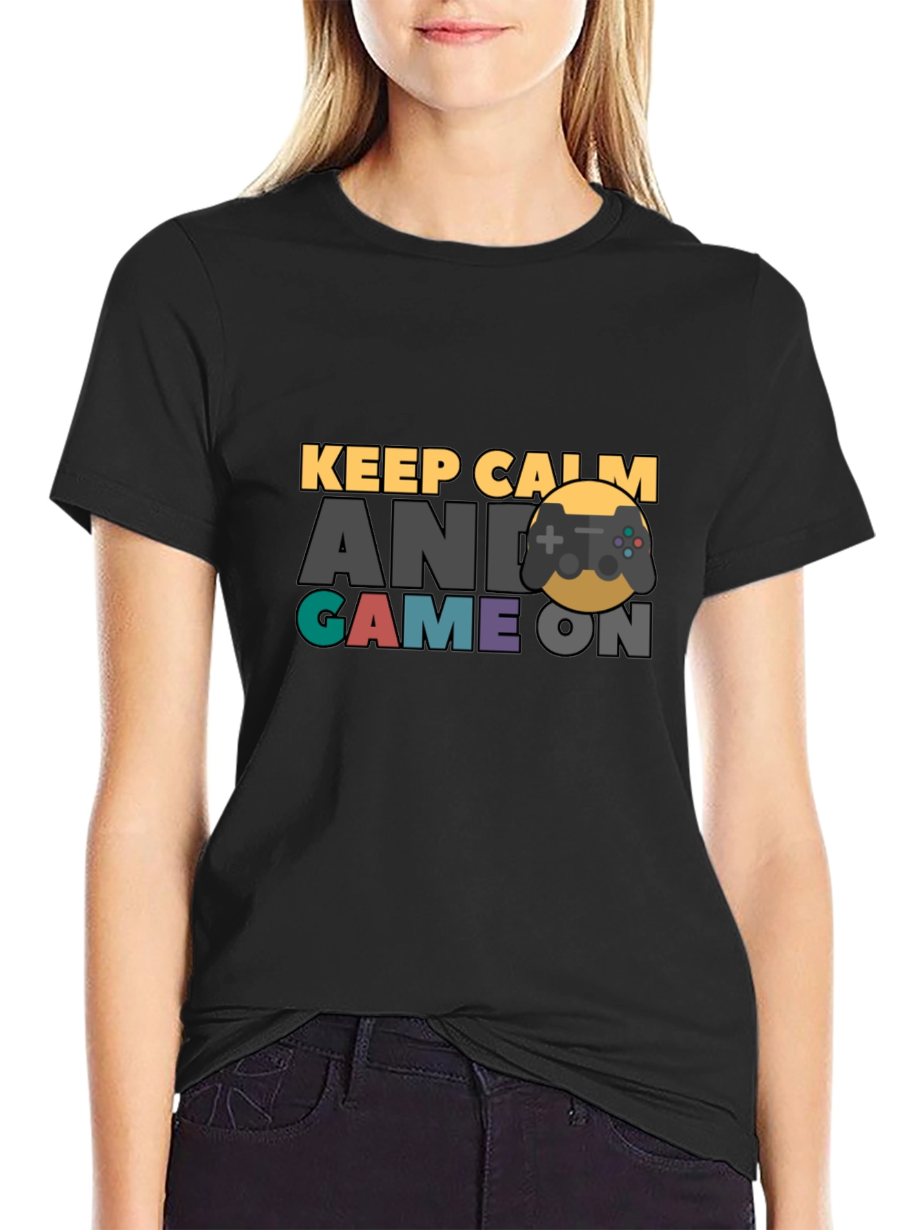 Keep Calm Game On Black T-Shirt