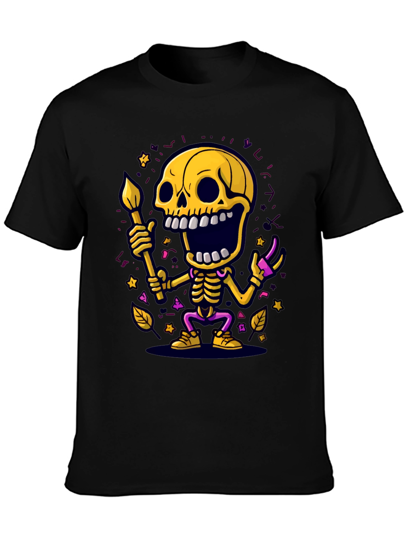 Skeleton Artist Graphic Tee - Unique Halloween T-Shirt