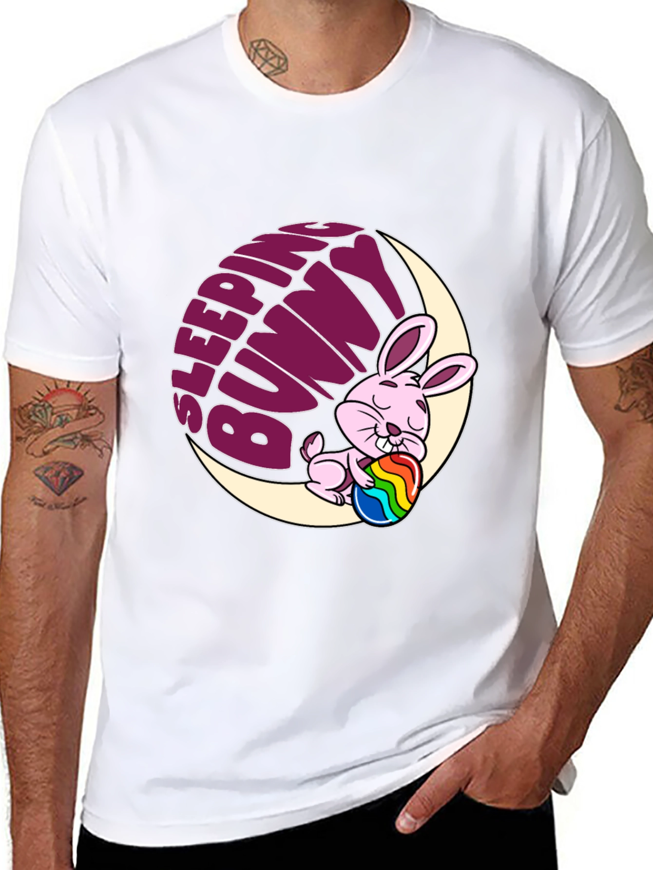 Sleeping Bunny Graphic Tee - Easter Holiday Shirt