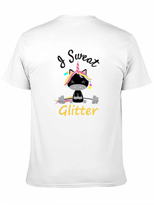 I Sweat Glitter Unicorn Workout T-Shirt