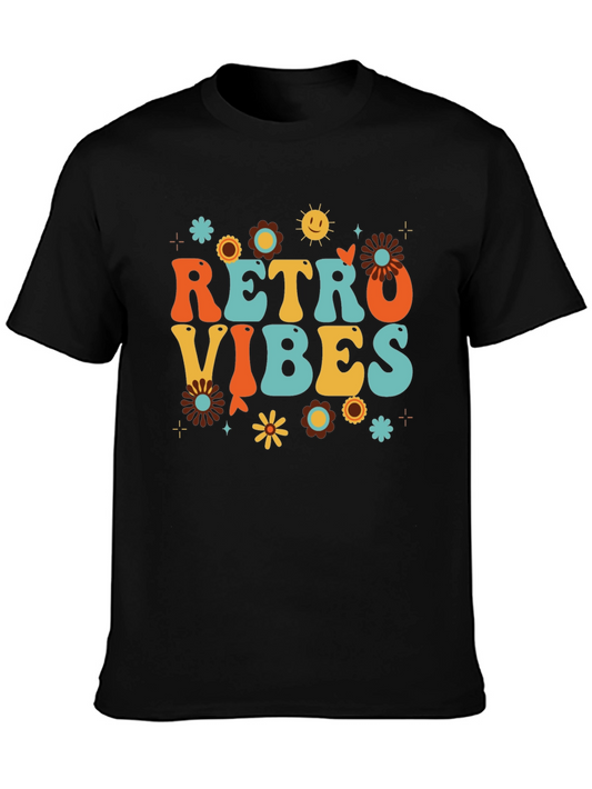 Retro Vibes Graphic Tee - Black Cotton Comfort