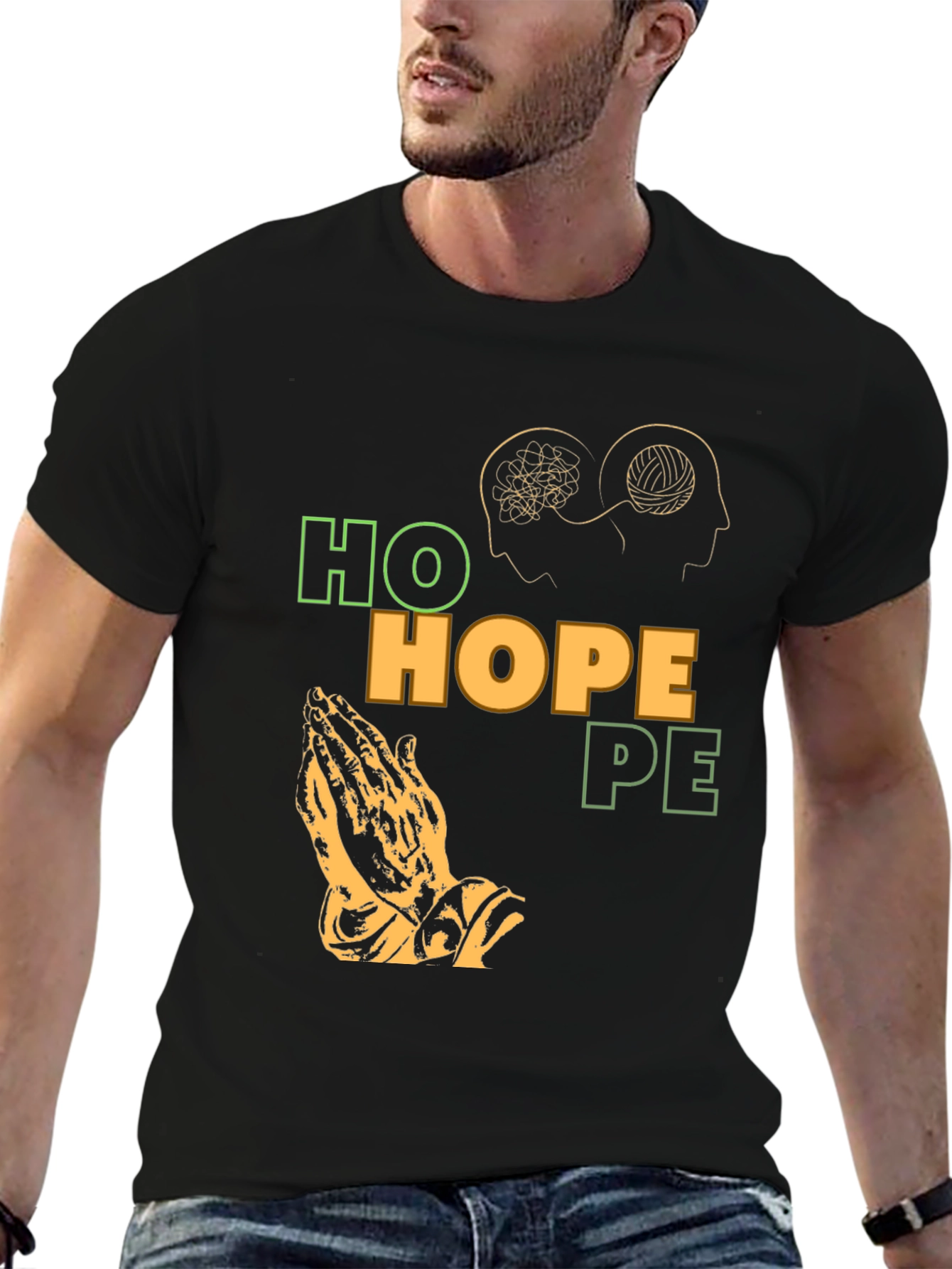 Hope Graphic T-Shirt Unique Praying Hands Design