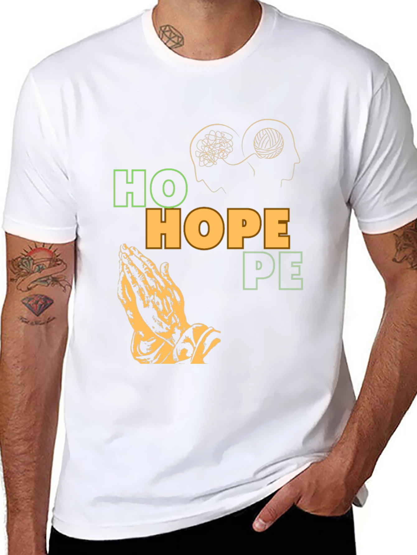 Hope Graphic T-Shirt Unique Praying Hands Design