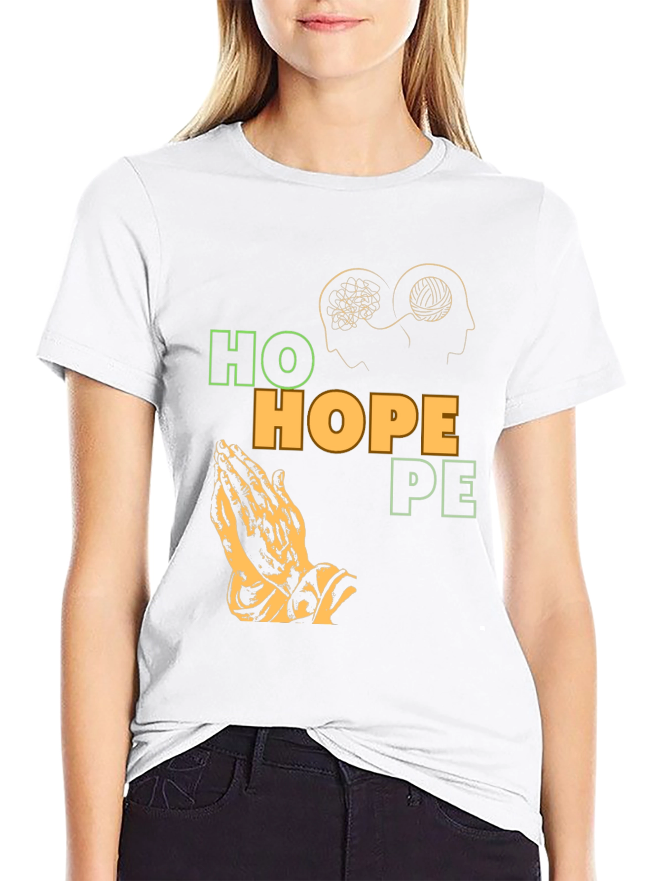 Hope Graphic T-Shirt Unique Praying Hands Design