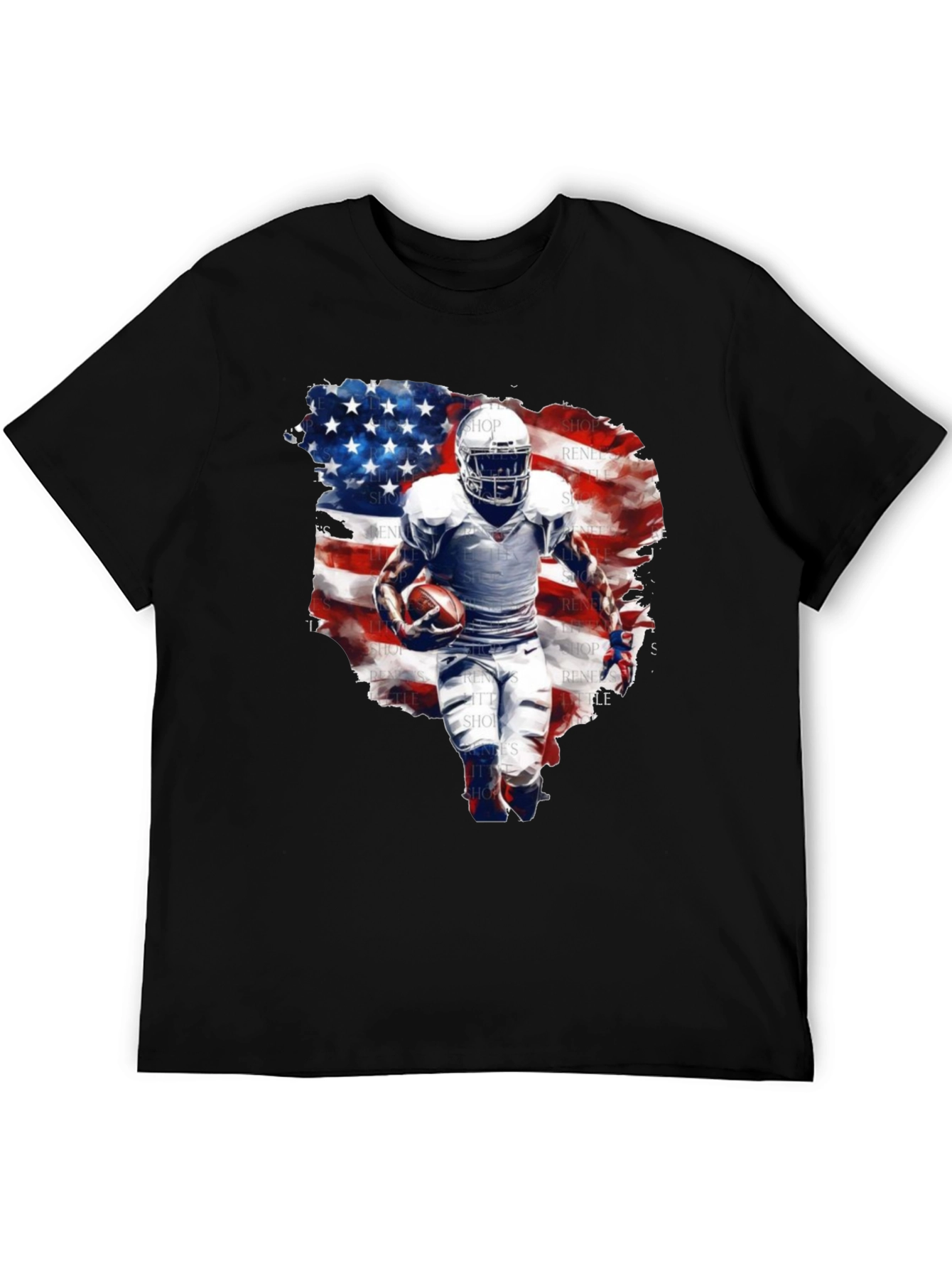 Football Player USA Flag Graphic T-Shirt