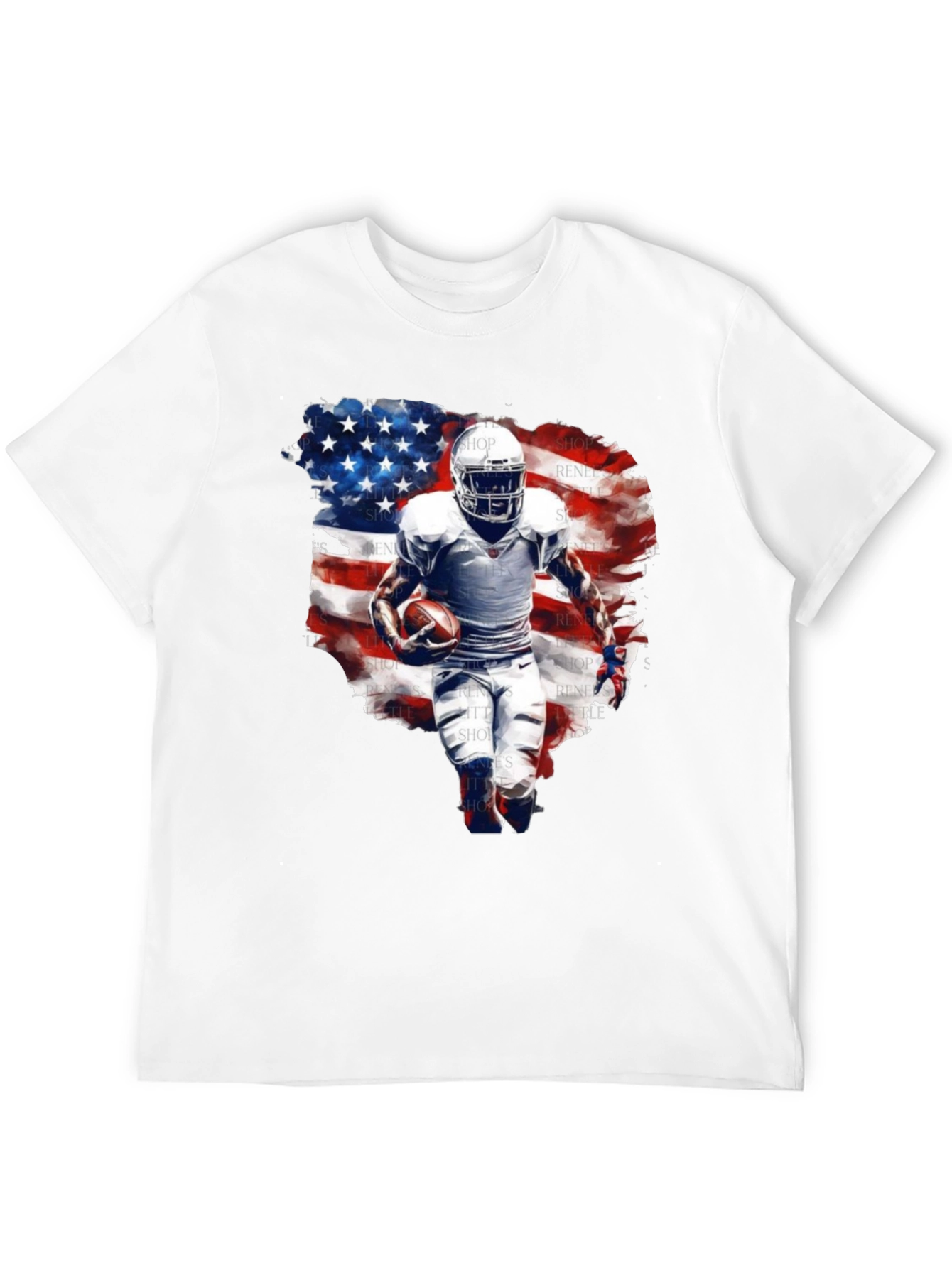 Football Player USA Flag Graphic T-Shirt
