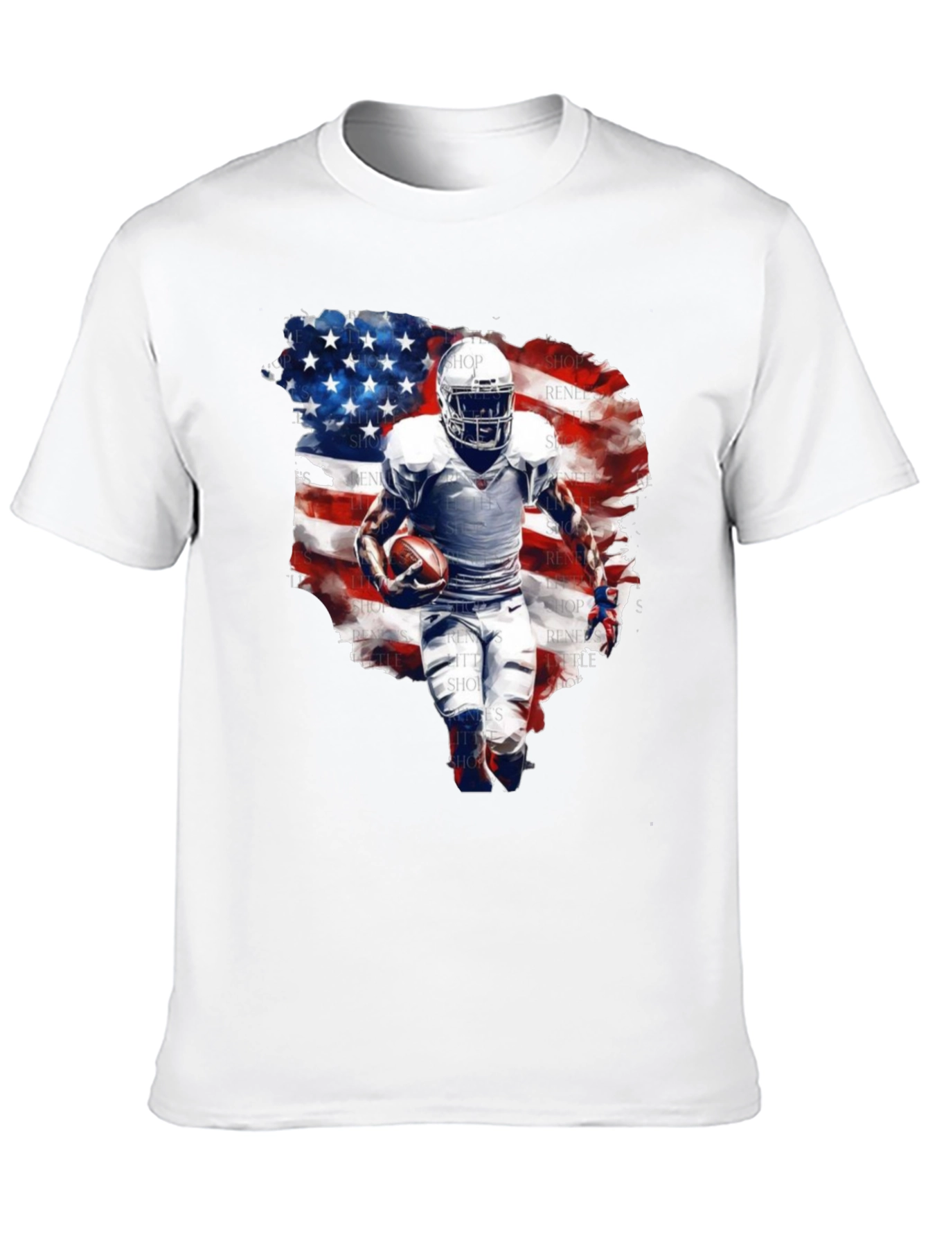 Football Player USA Flag Graphic T-Shirt