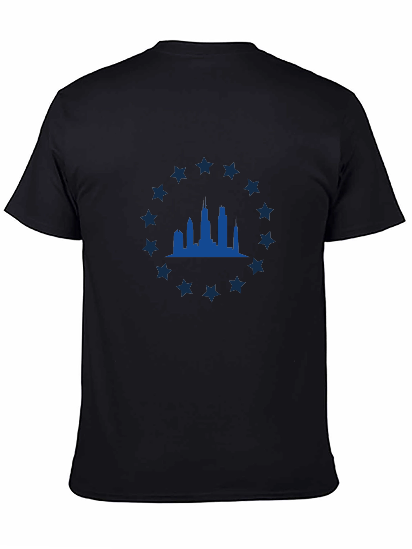 Chicago Skyline Star Tee - Classic Black Graphic T-Shirt