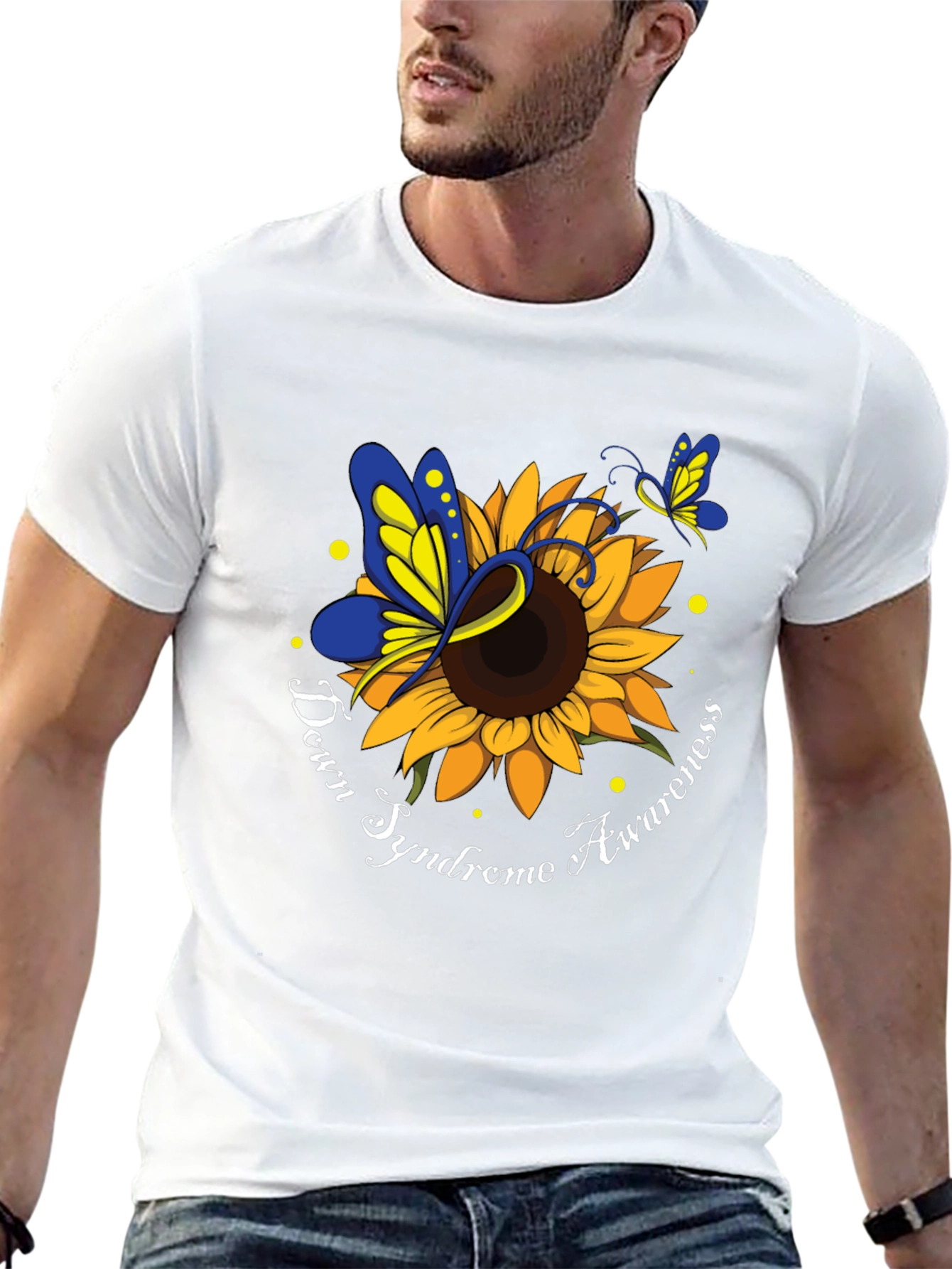 Down Syndrome Awareness Sunflower Butterfly T-Shirt