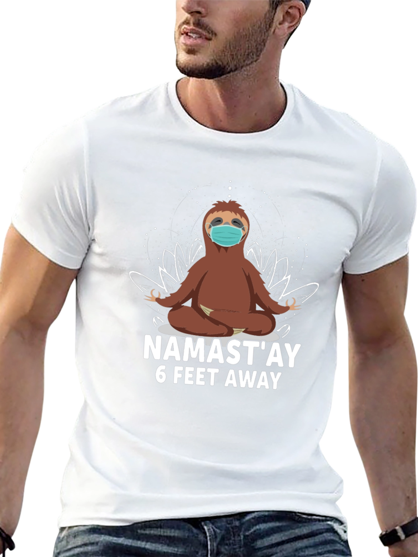 Namastay 6 Feet Away Sloth T-Shirt