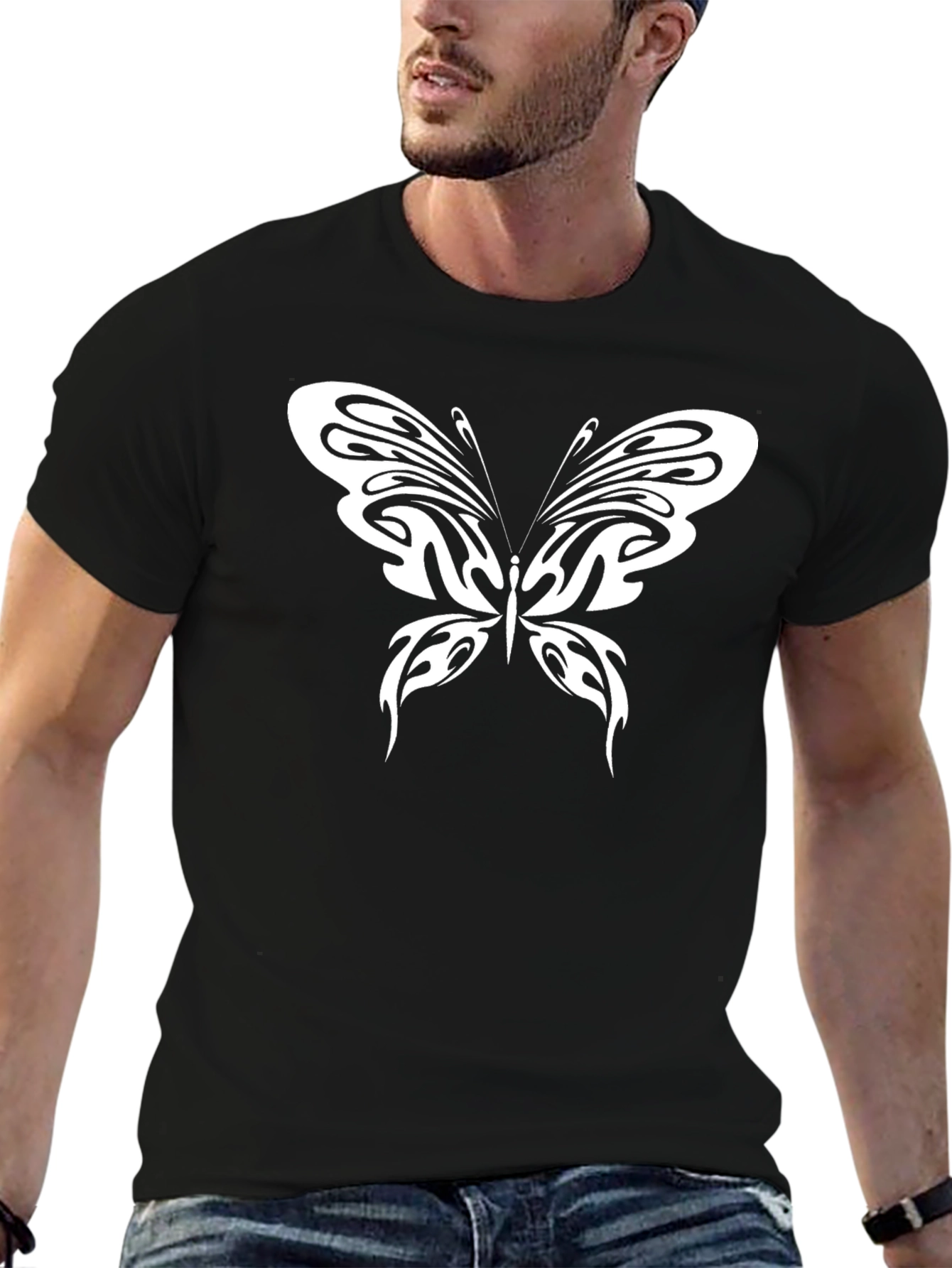 Butterfly Graphic Tee - Stylish Black T-Shirt