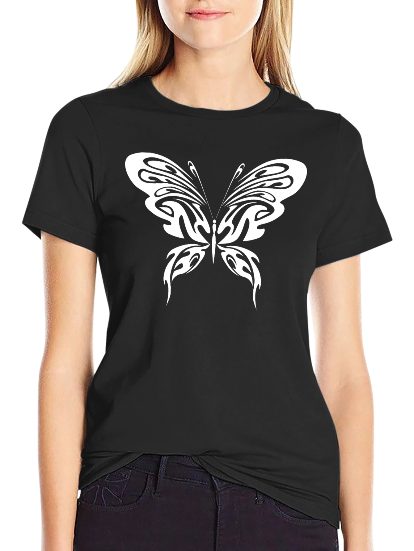 Butterfly Graphic Tee - Stylish Black T-Shirt